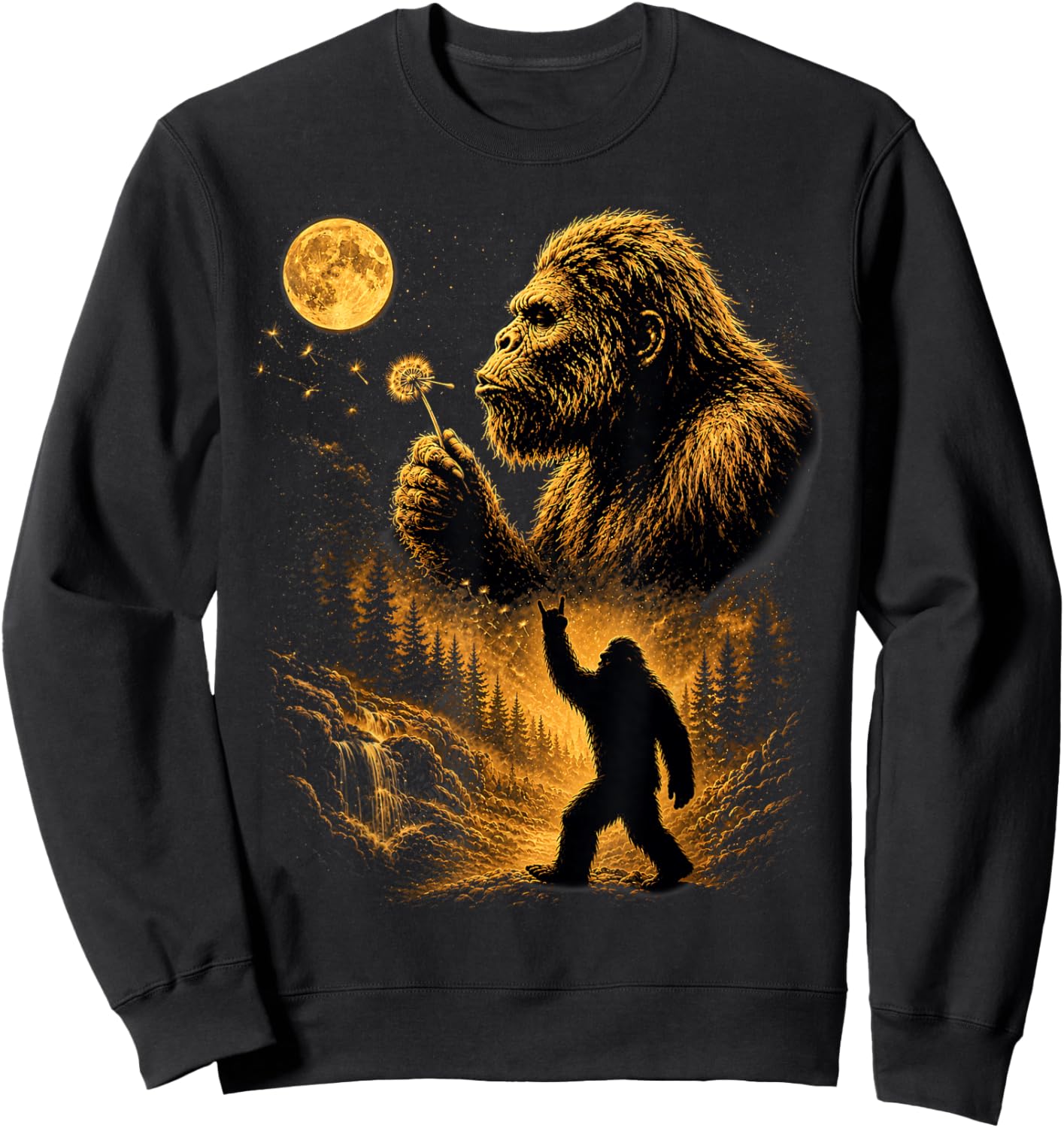 Vintage Bigfoot Sasquatch Cryptid Blowing Wishes Gifts Sweatshirt - Sweatshirt | Black