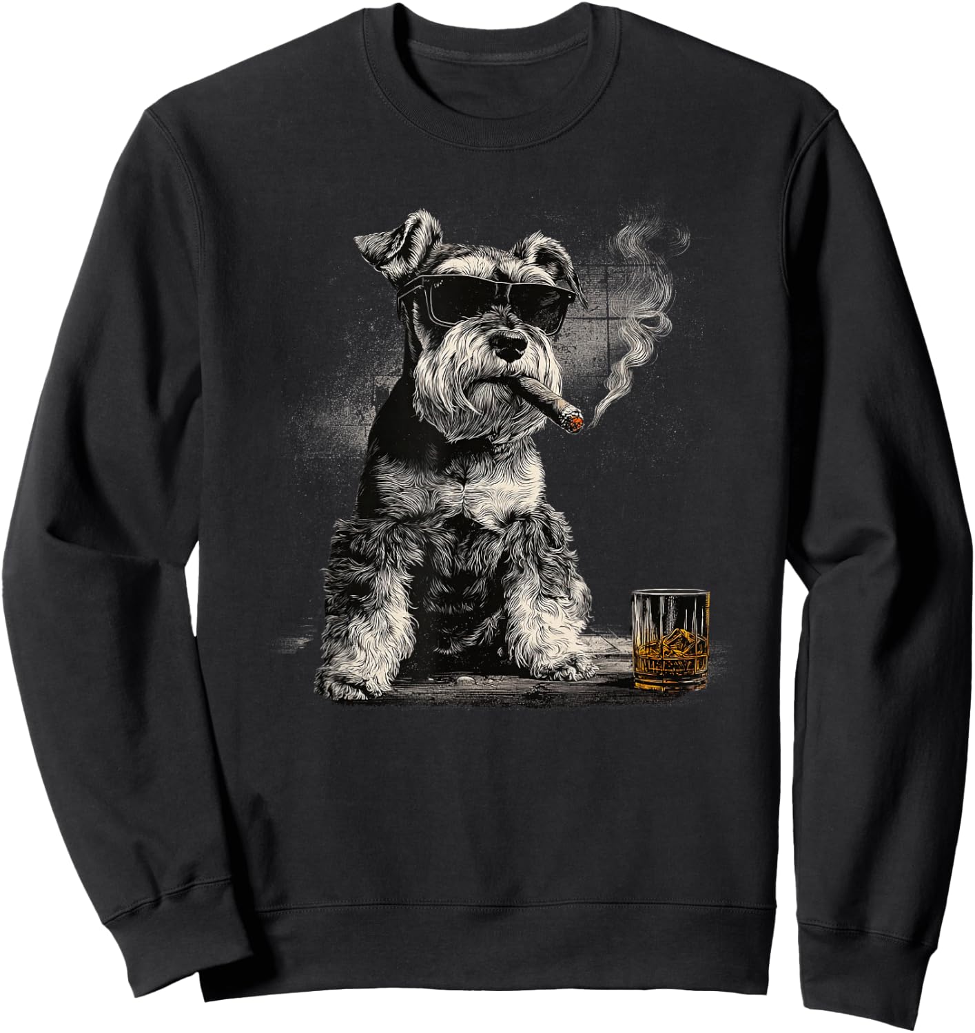 Schnauzer Dad Dog Sunglasses Father's Day Family Sweatshirt - Sweatshirt | Black