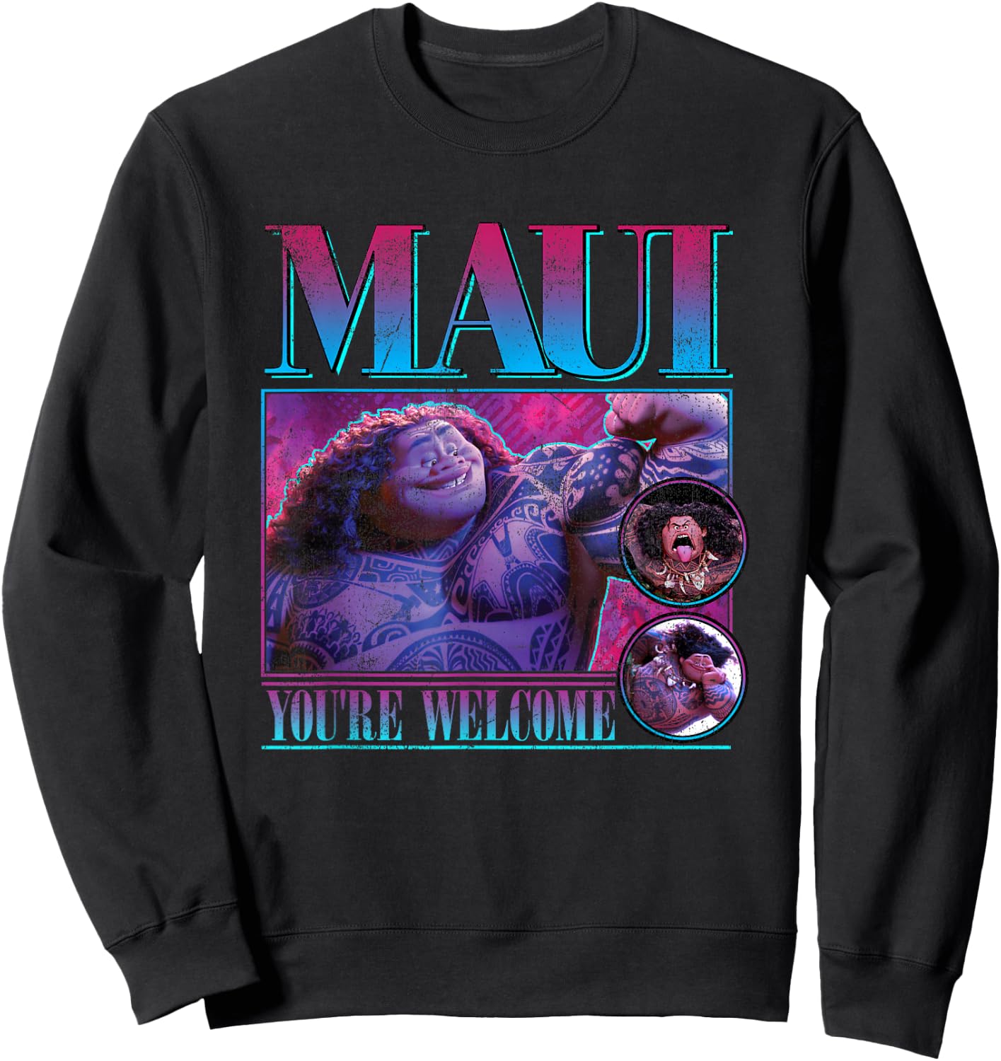 Disney Moana Maui You're Welcome Vintage Portrait Frame Sweatshirt - Sweatshirt | Black