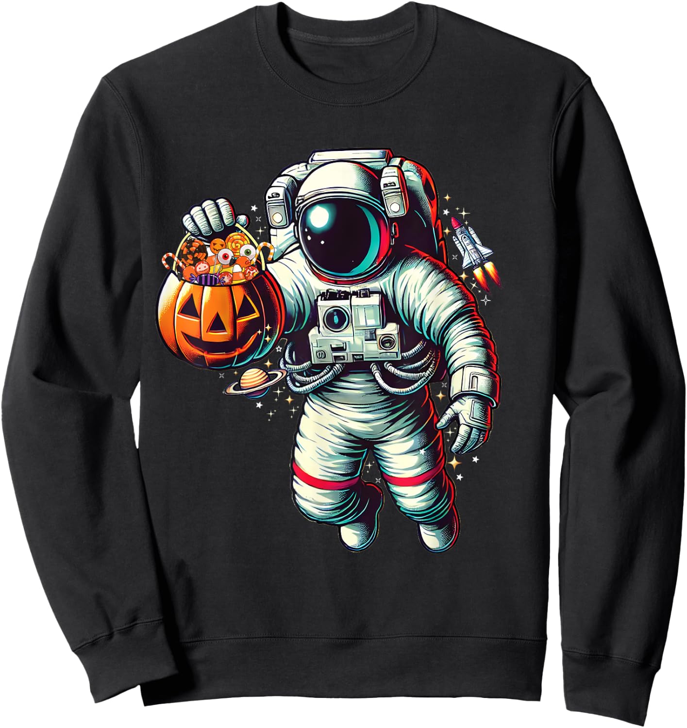 Space Astronaut Celebrating Halloween Kids Boys Toddlers Sweatshirt - Sweatshirt | Black
