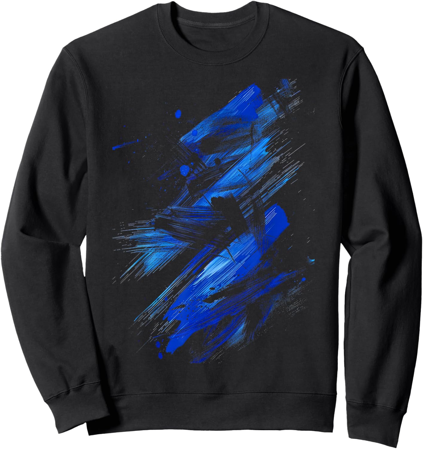 Blue And Black Dynamic Splatter Sweatshirt - Sweatshirt | Black