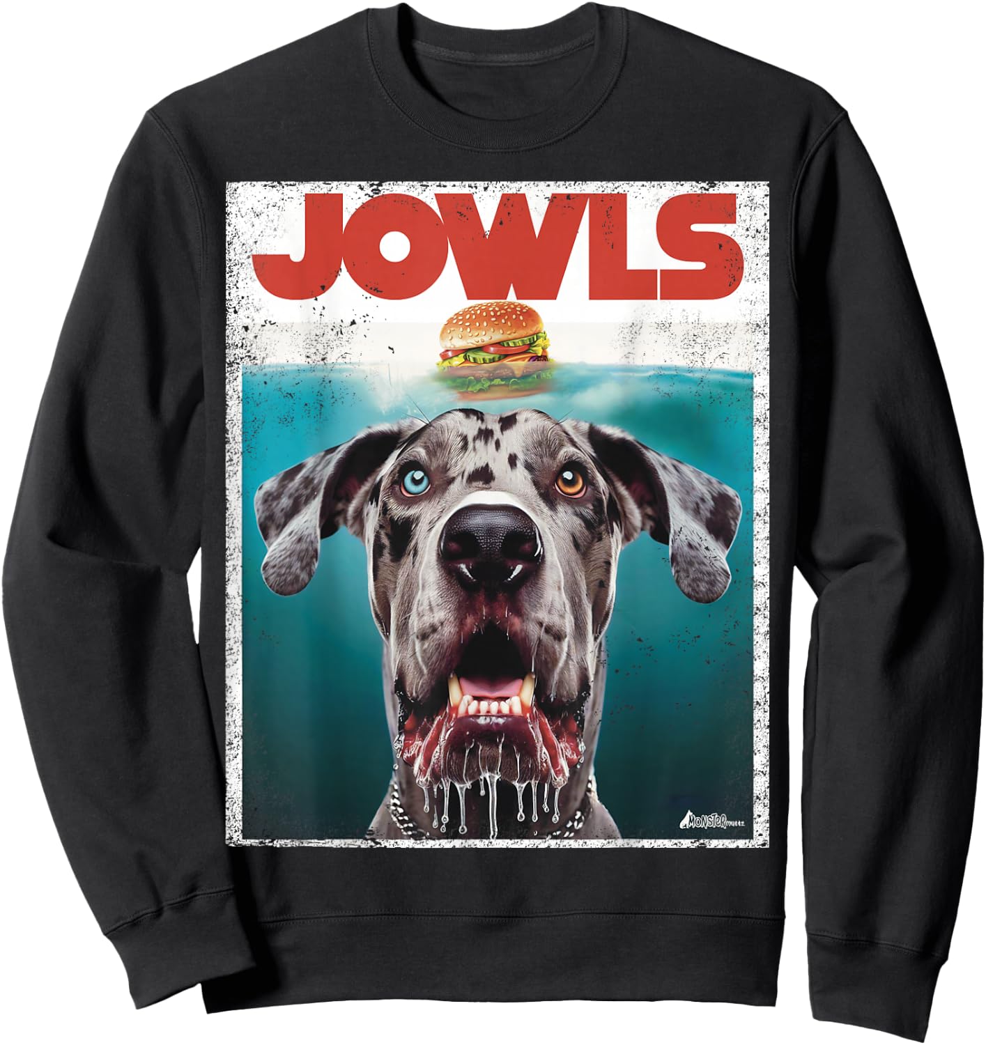 Merle Great Dane Jowls, Paws Top, Blue Eye Brown Dog Mom Dad Women Girls Kids Sweatshirt - Sweatshirt | Black