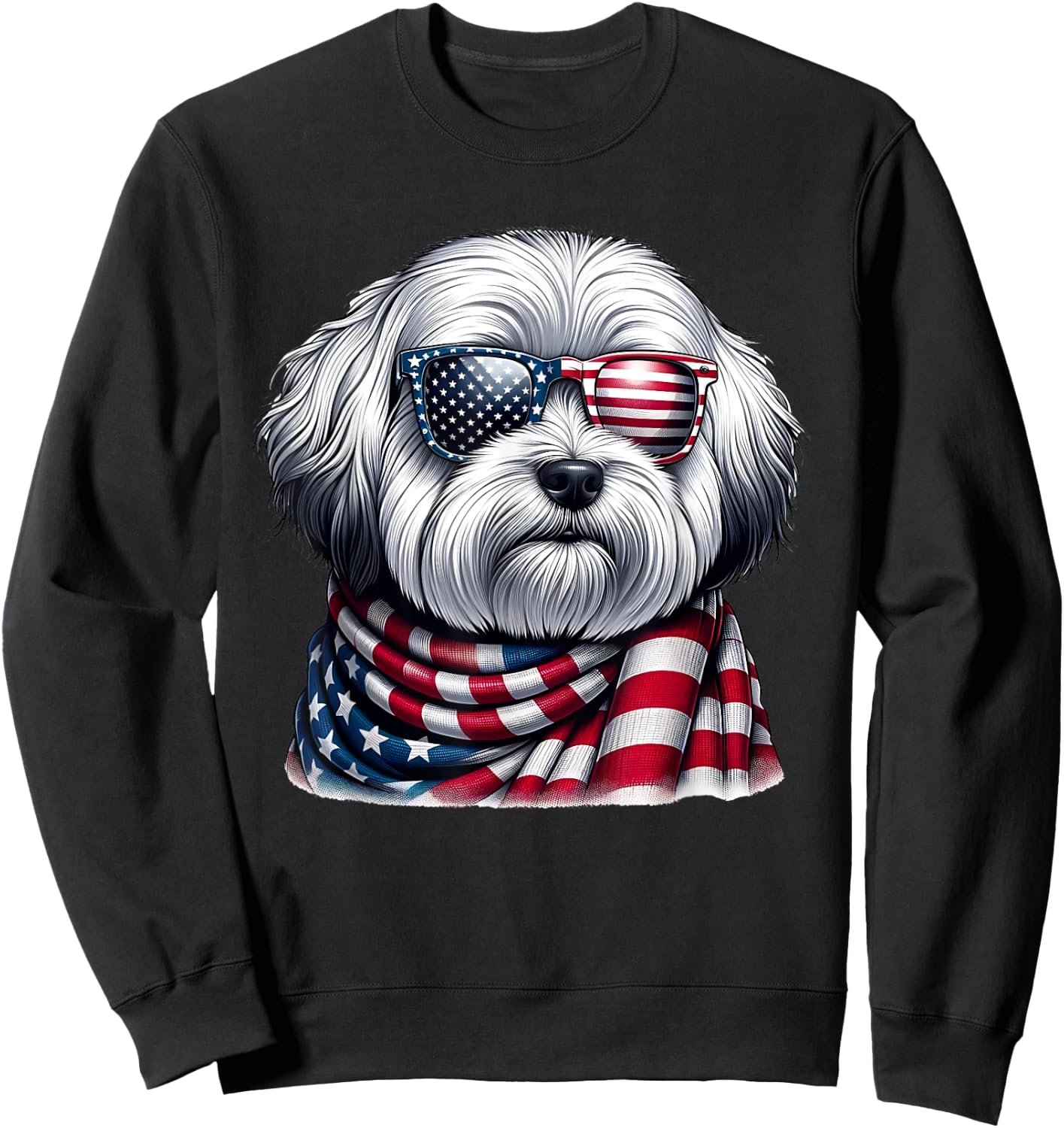 Coton de Tulear Lover US Flag 4th Of July Patriotic Sweatshirt - Sweatshirt | Black