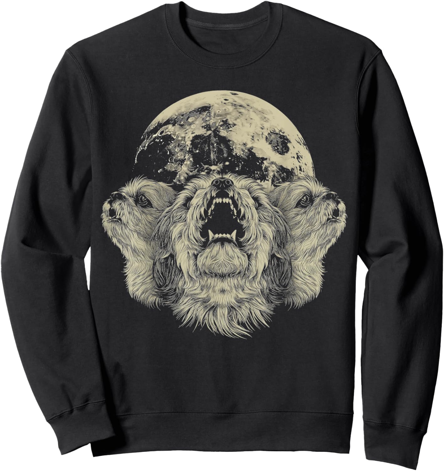 Shih Tzu Dog Howling Moon Sweatshirt - Sweatshirt | Black