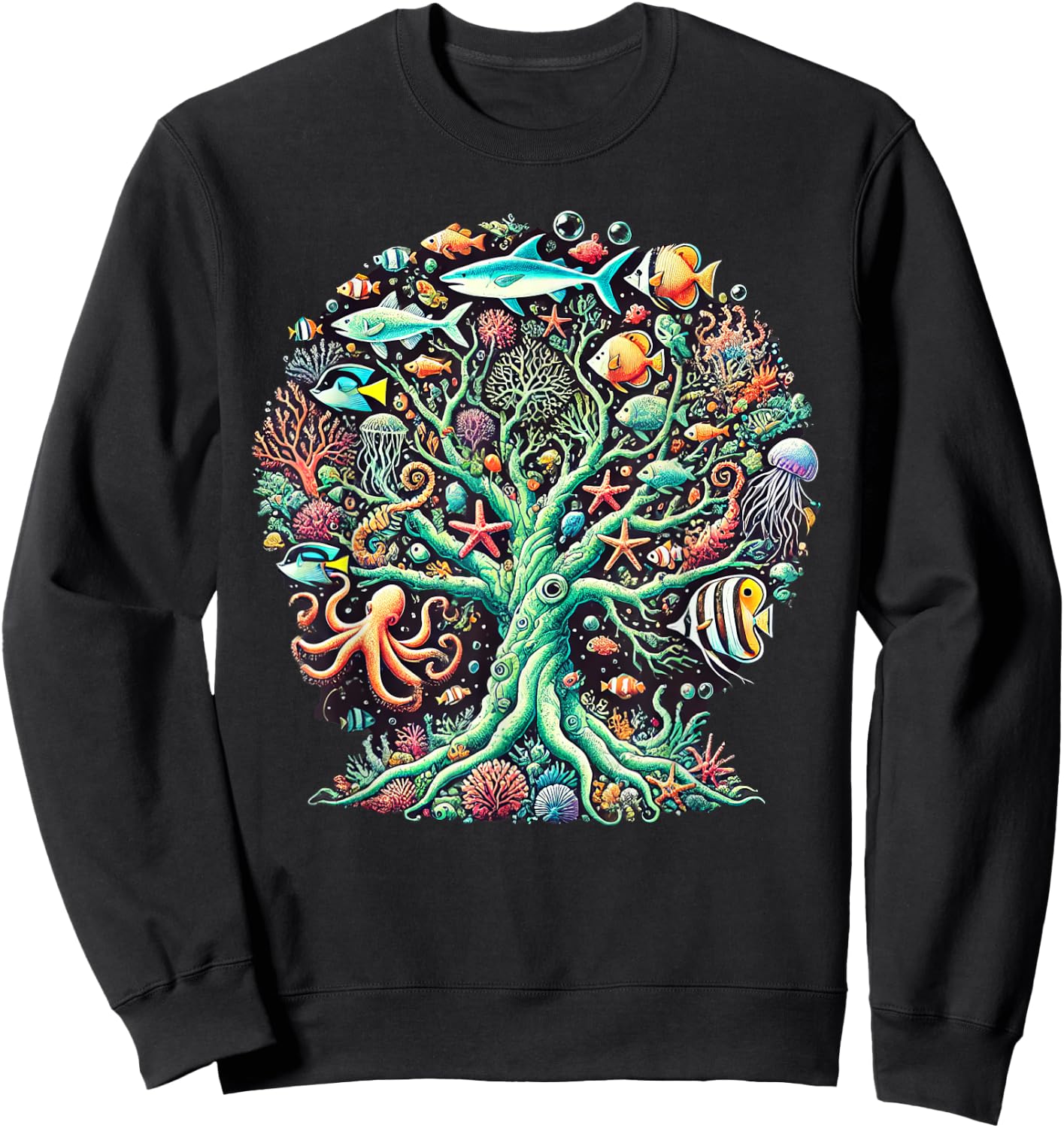 Marine Life Coral Reef Tree Ocean Nature Sweatshirt - Sweatshirt | Black
