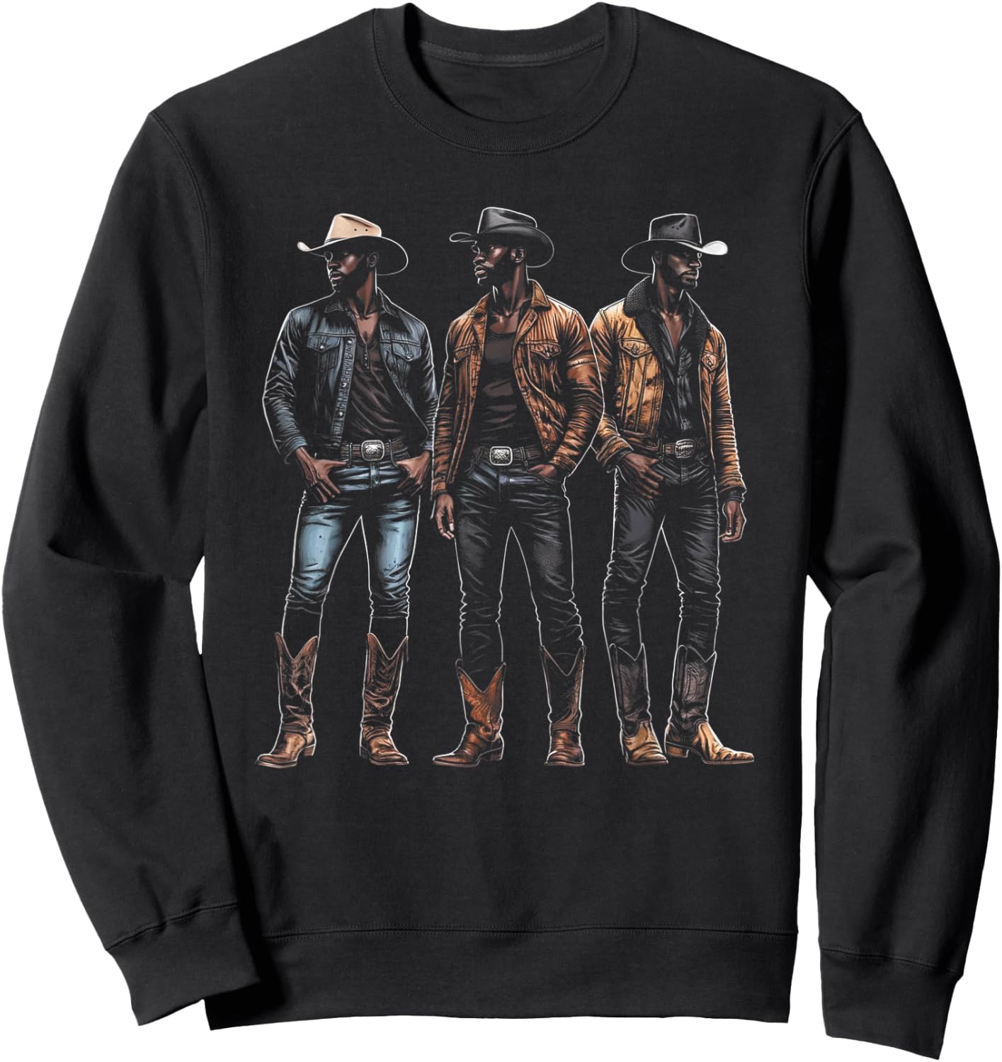 Black Cowboy Western Rodeo Melanin Black History Texas Men Sweatshirt - Sweatshirt | Black