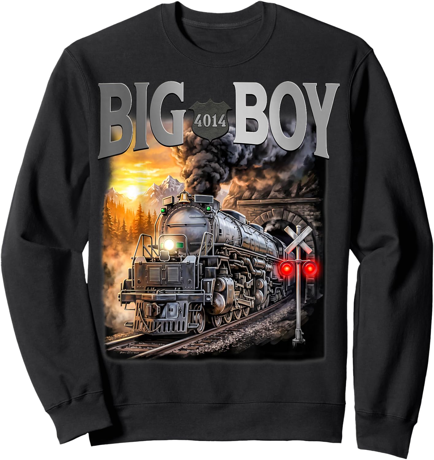 Big Boy 4014 Vintage Steam Locomotive Railroad Train Engine Sweatshirt - Sweatshirt | Black