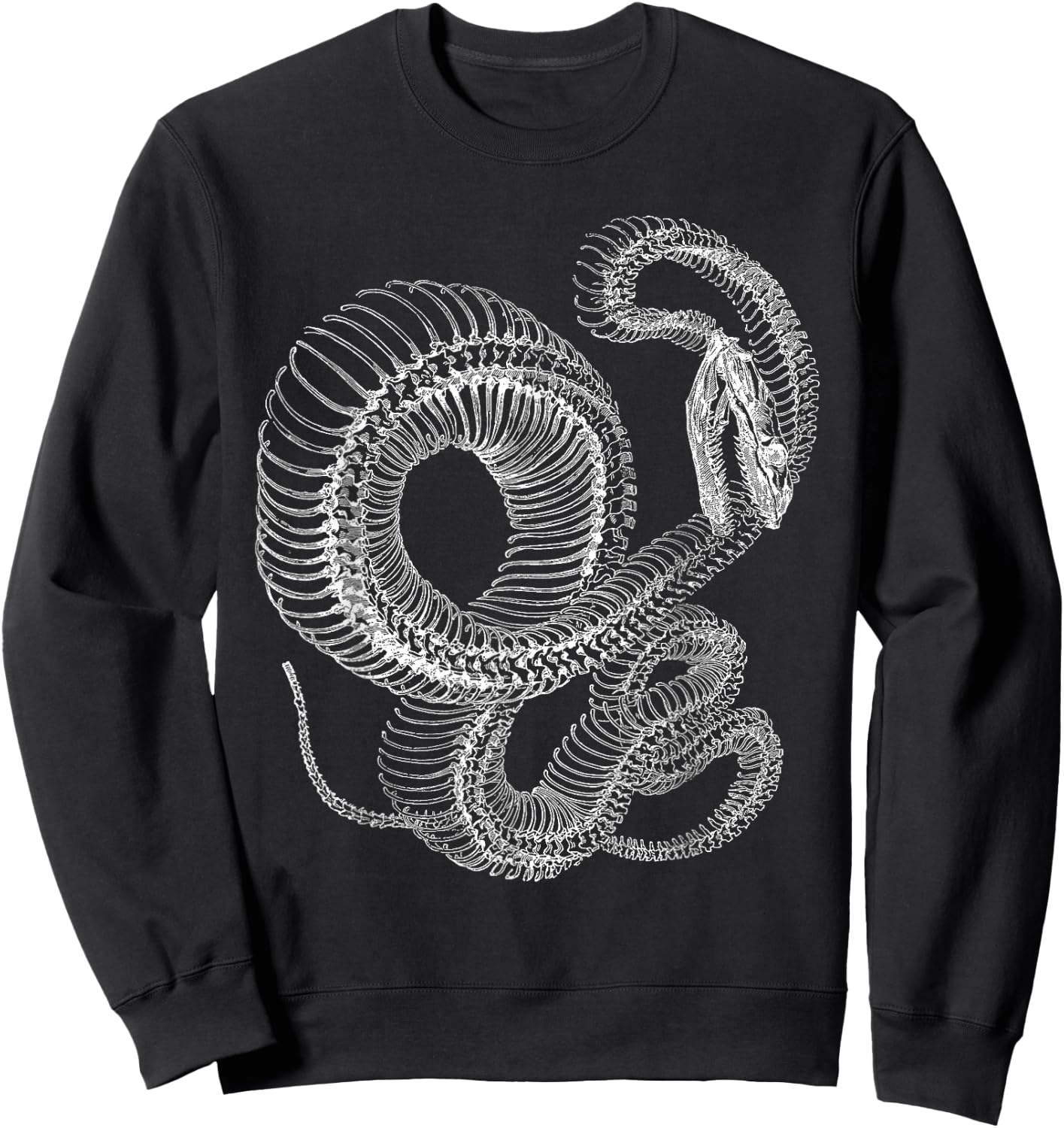 Snake Skeleton - Reptile Animal Boa Illustration Sweatshirt - Sweatshirt | Black