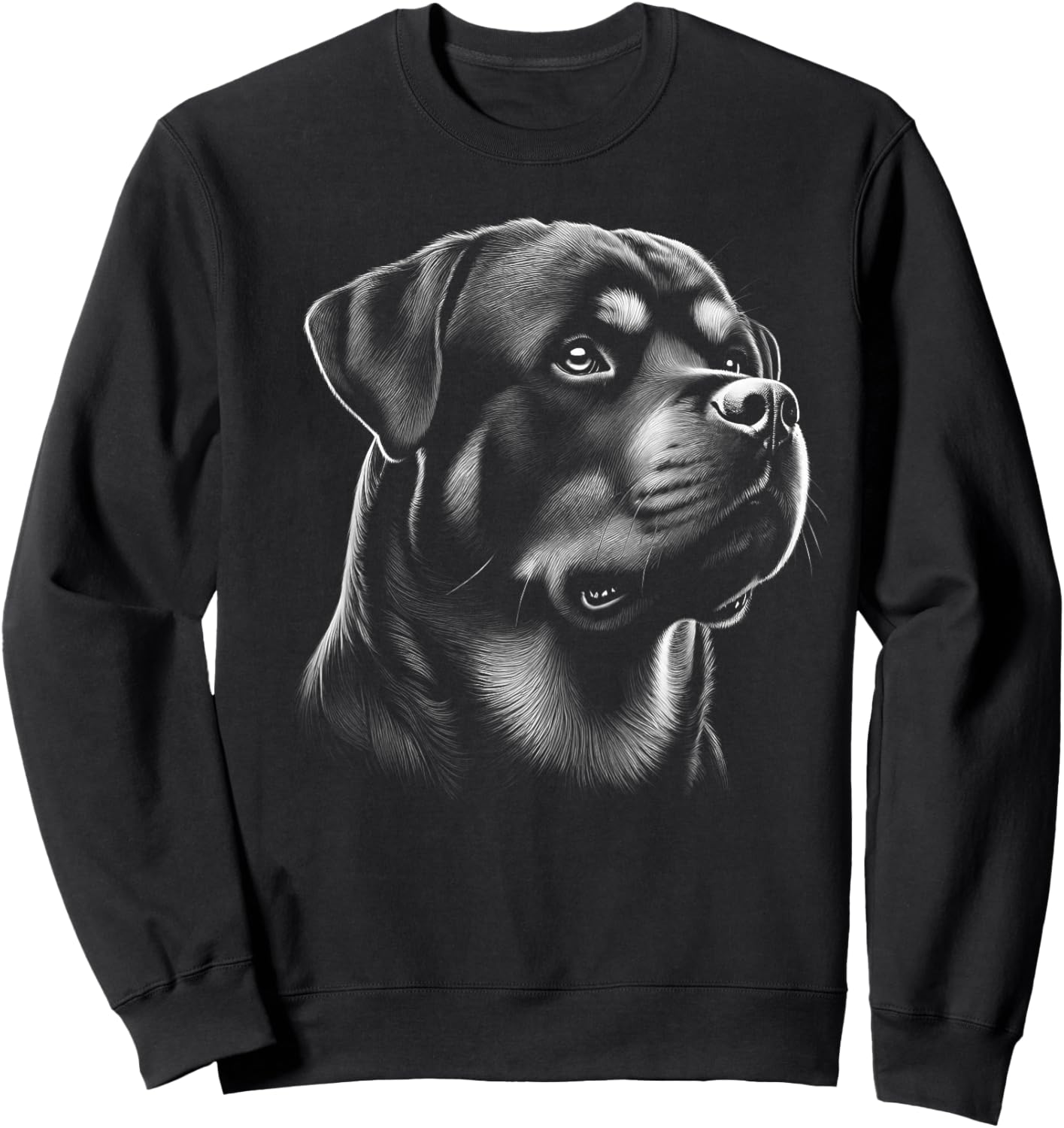 Proud Rottweiler Head in Realistic Drawing Style Sweatshirt - Sweatshirt | Black