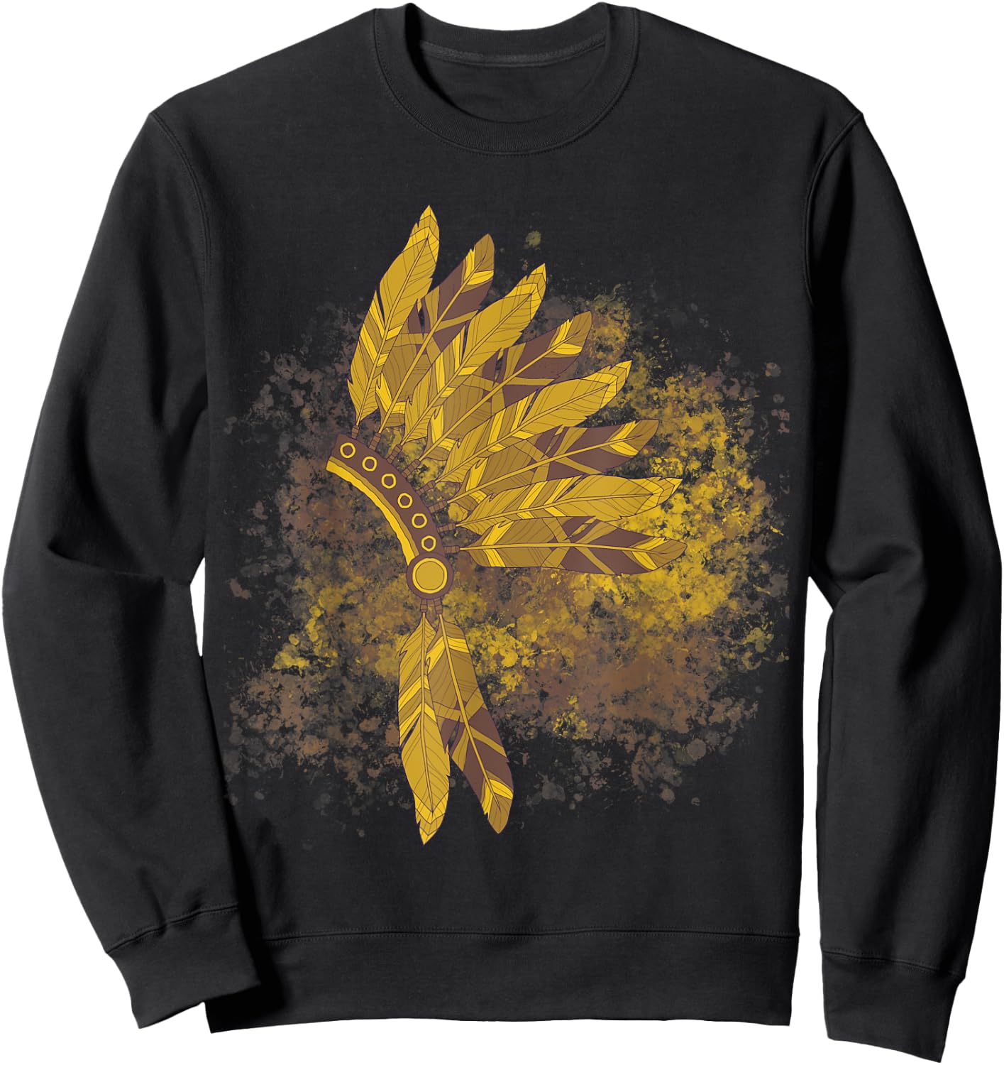 Native American Feather Headdress Indian Chief Tribes Pride Sweatshirt - Sweatshirt | Black