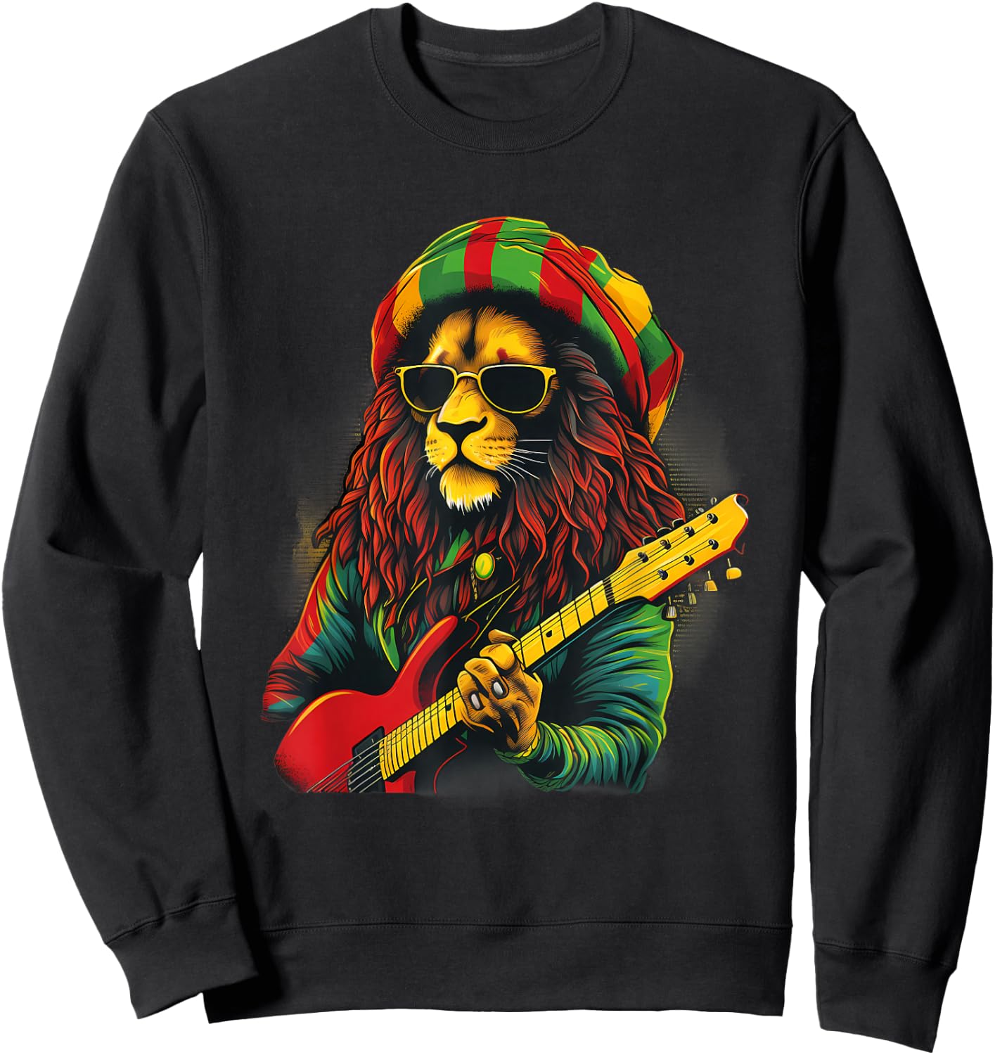 Rasta Reggae Lion Jamaica Rastafarian Roots Lion Of Judah Sweatshirt - Sweatshirt | Black