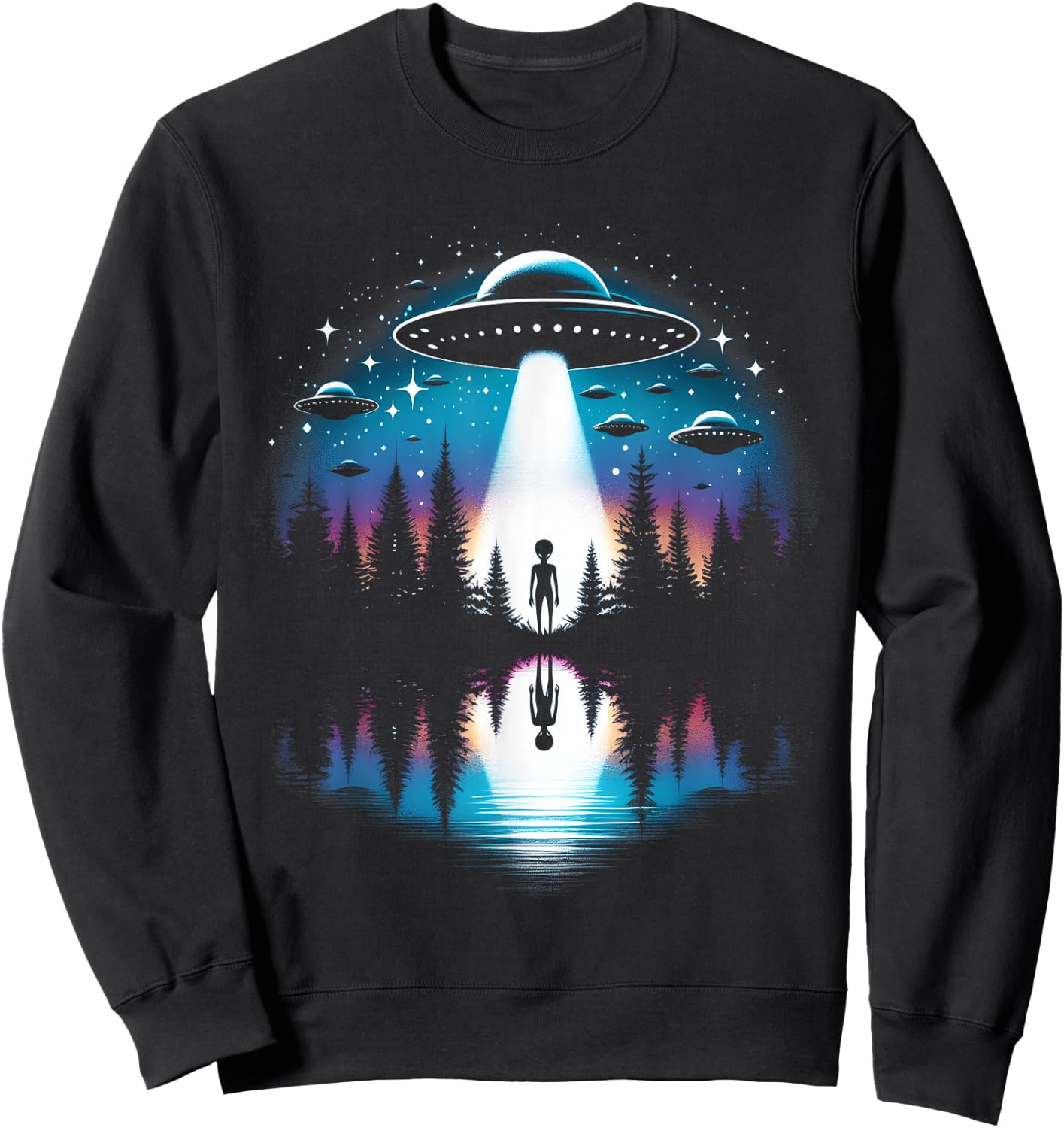 UFO Abduction Aliens Lover Extraterrestrial UFO Day Lover Sweatshirt - Sweatshirt | Black