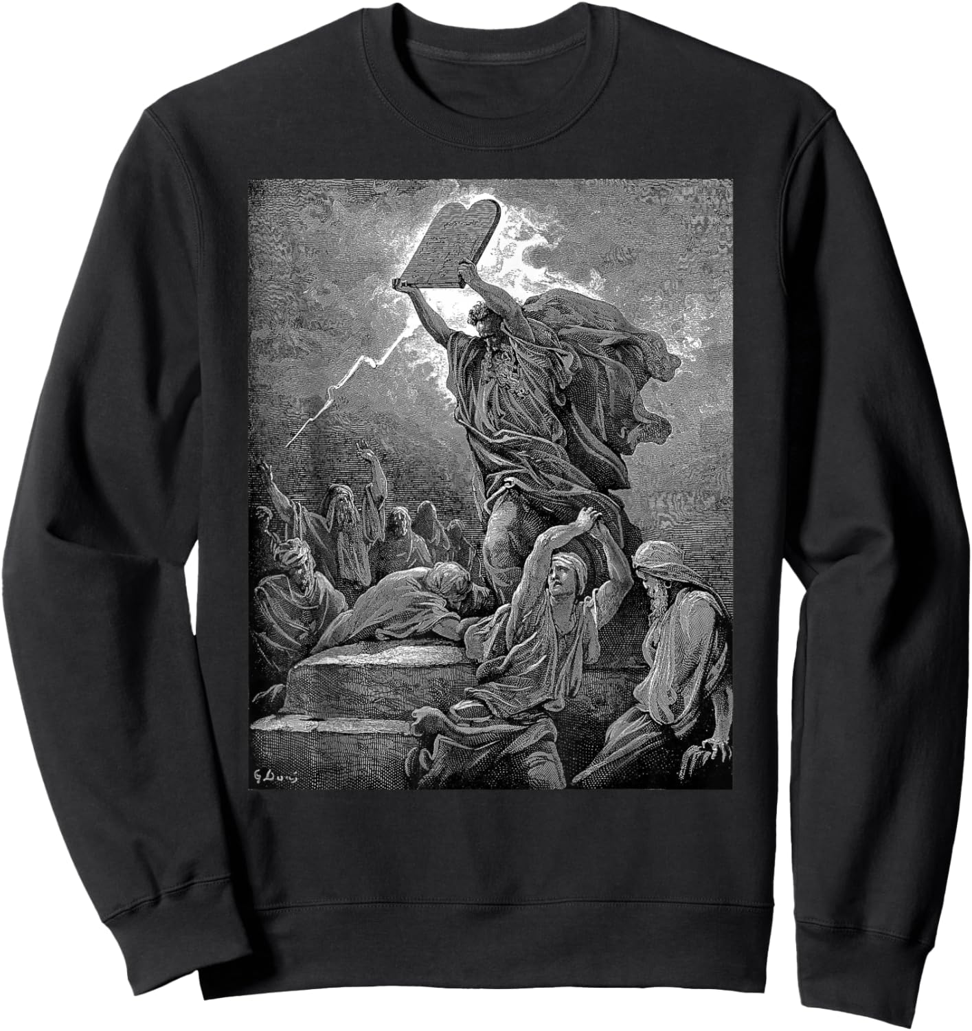 Gustave Dore Moses Breaks the Tablets of the Law Sweatshirt - Sweatshirt | Black