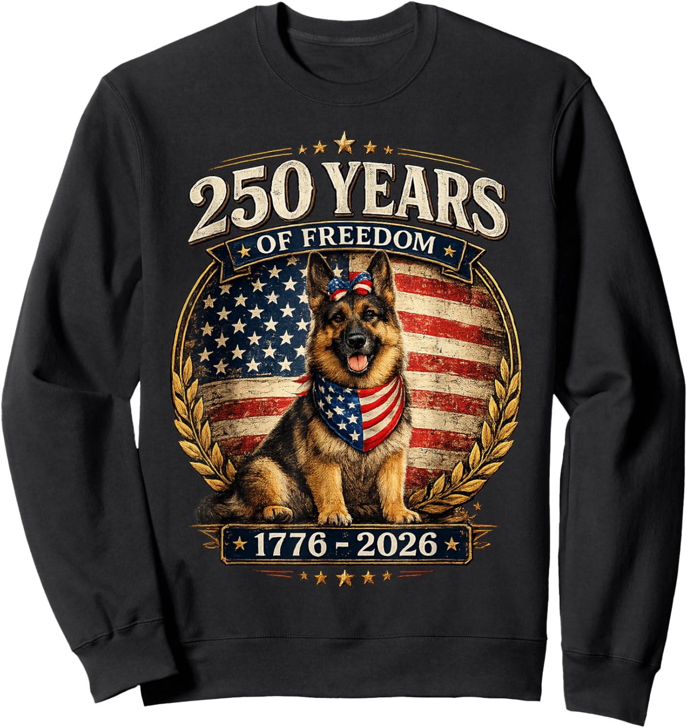 250 Years America Anniversary German Shepherd Sweatshirt - Sweatshirt | Black