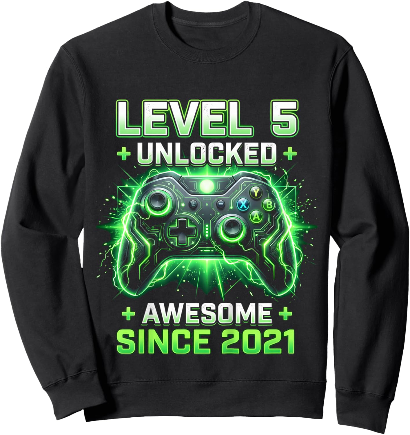Kids Level 5 Unlocked Awesome Since 2021 5th Birthday Boy Gamer Sweatshirt - Sweatshirt | Black