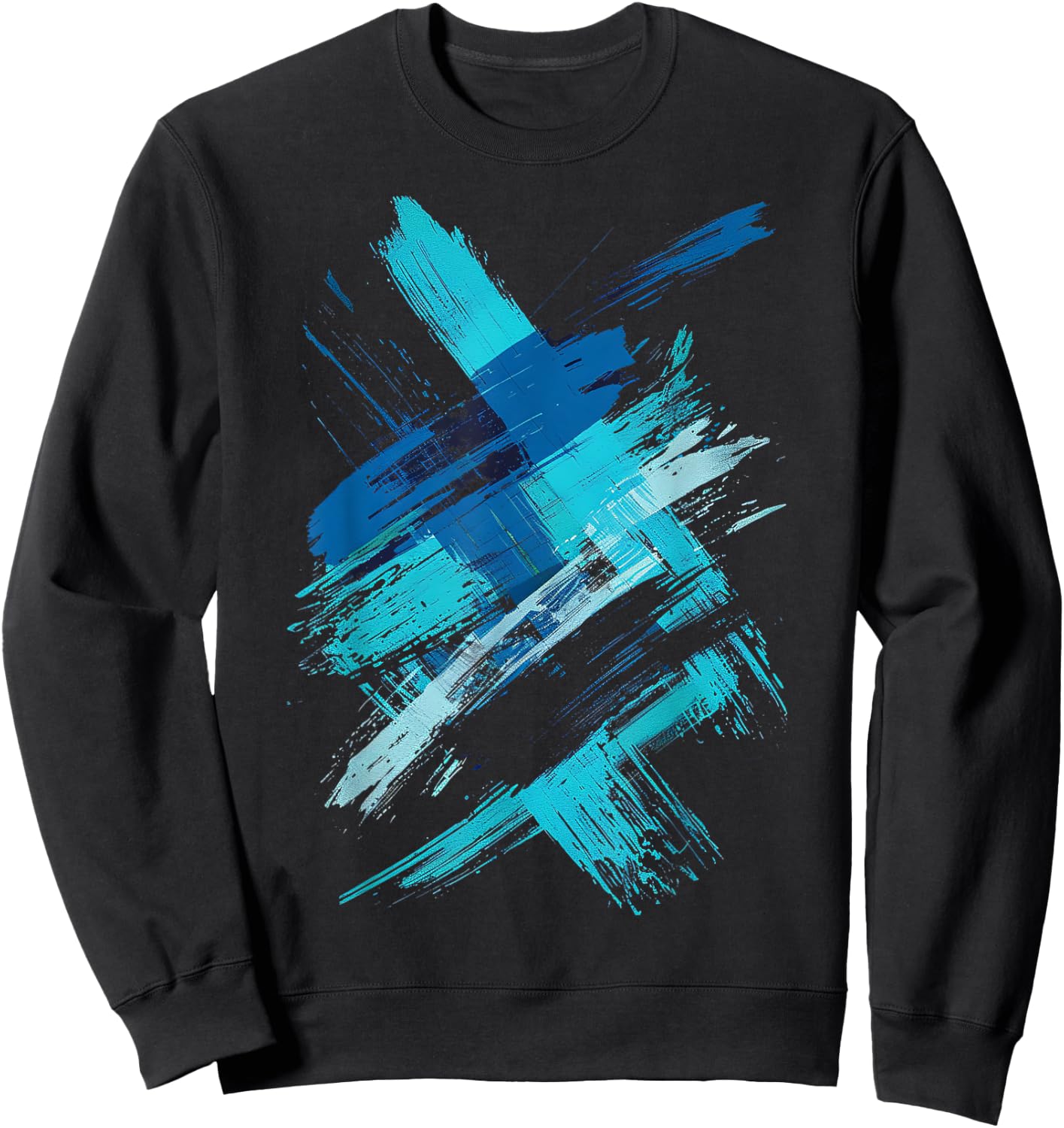 LumaThread Turquoise And Black Brushstroke Graphic , Small Sweatshirt - Sweatshirt | Black