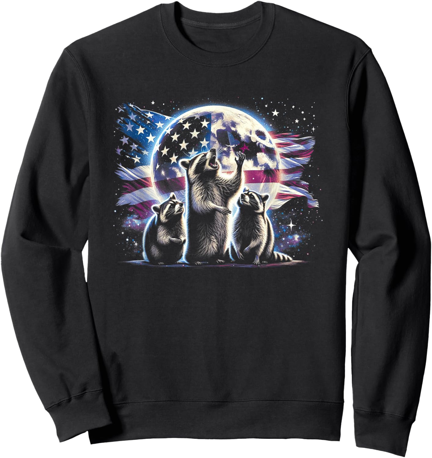 3 Racoon Moon Howling Raccoon Head , Women, Kid Sweatshirt - Sweatshirt | Black