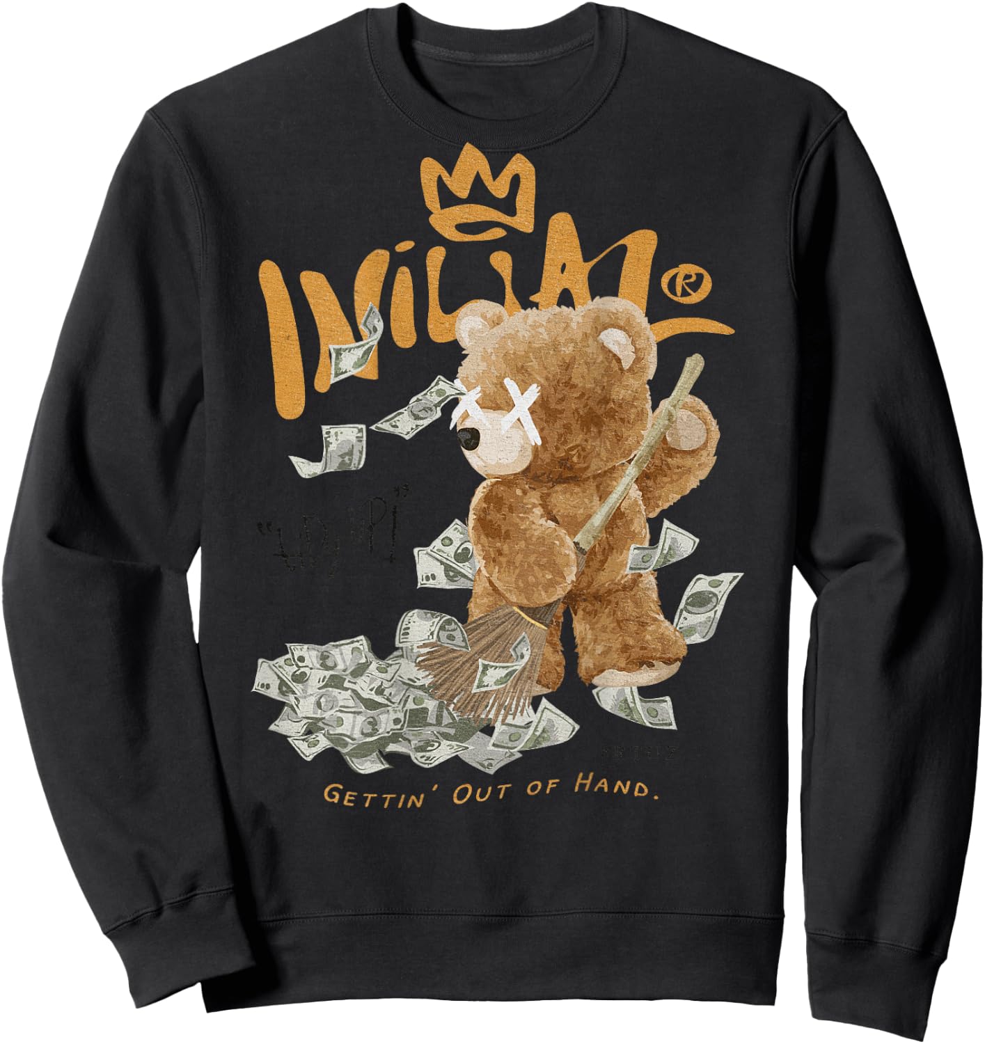 Back Print Aesthetic Streetwear Fashion Women Men Teddy Bear Sweatshirt - Sweatshirt | Black