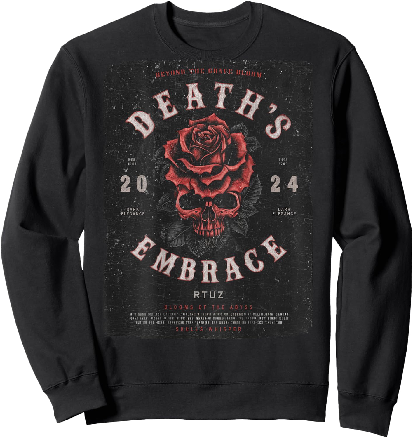 Urban Hip Hop Vintage Hipster Y2K Back Print Streetwear Rose Sweatshirt - Sweatshirt | Black