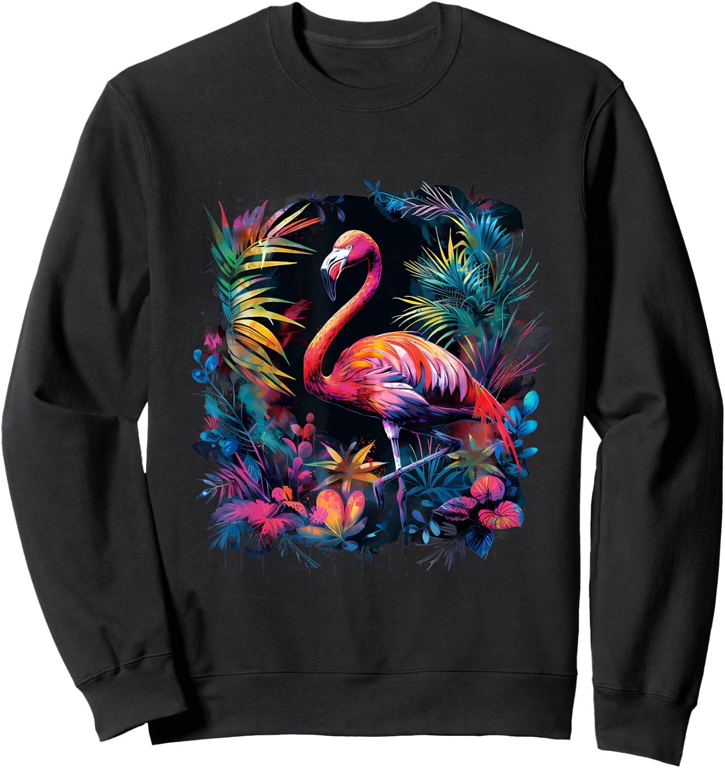 Flamingo Colourful Artwork Nature Flamingo Lover Wildlife Sweatshirt - Sweatshirt | Black