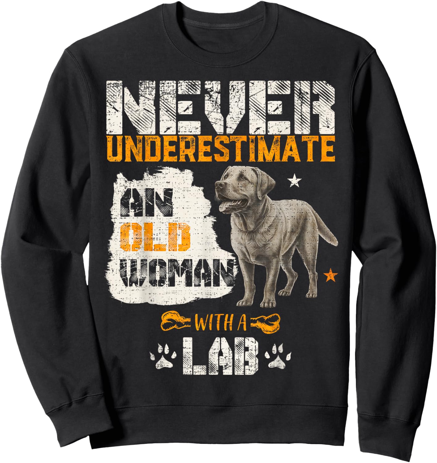 Never Underestimate An Old Woman With A Labrador, Lab Lover Sweatshirt - Sweatshirt | Black