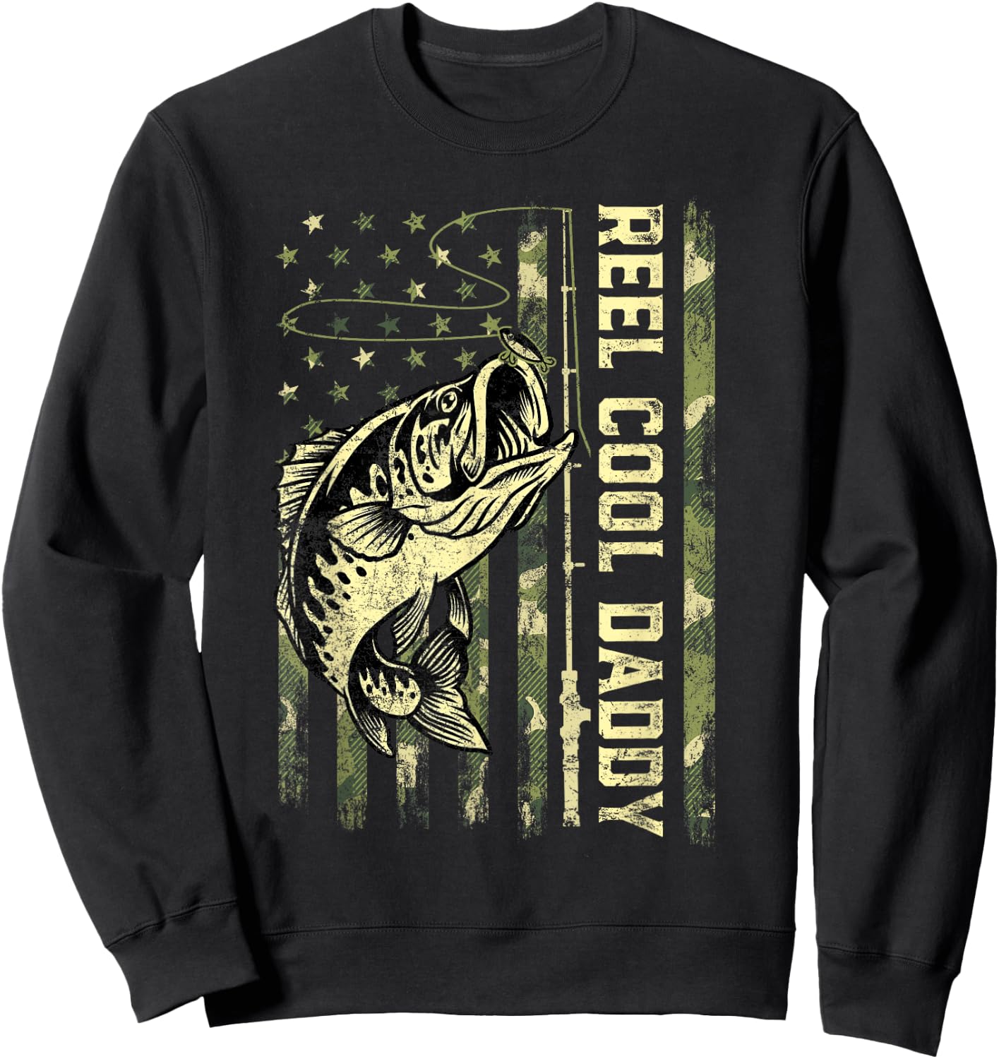Reel Cool Daddy Fisherman Camouflage Father's Day Sweatshirt - Sweatshirt | Black