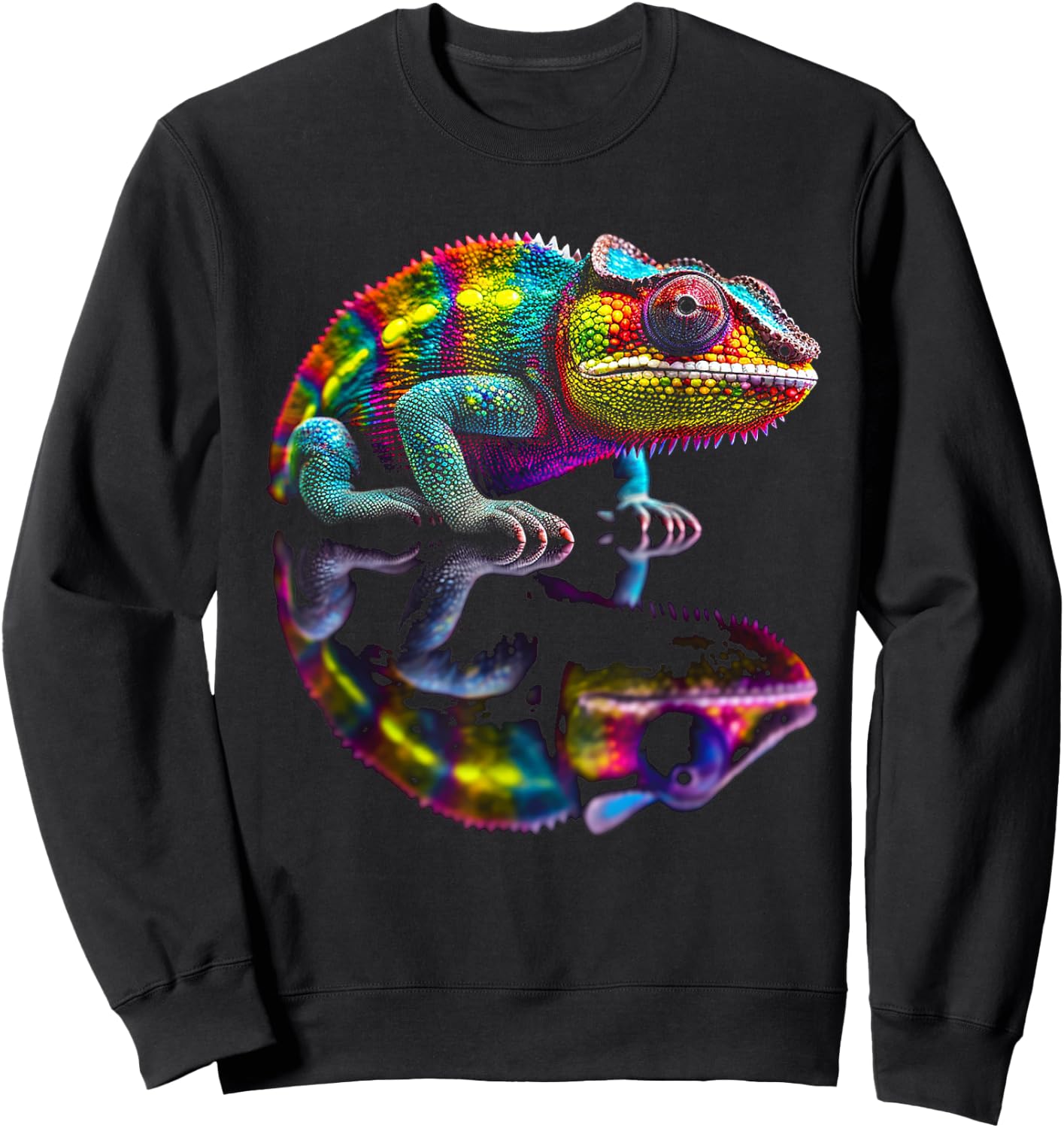 Chameleon Animal Graphic Illustration Chameleon Sweatshirt - Sweatshirt | Black