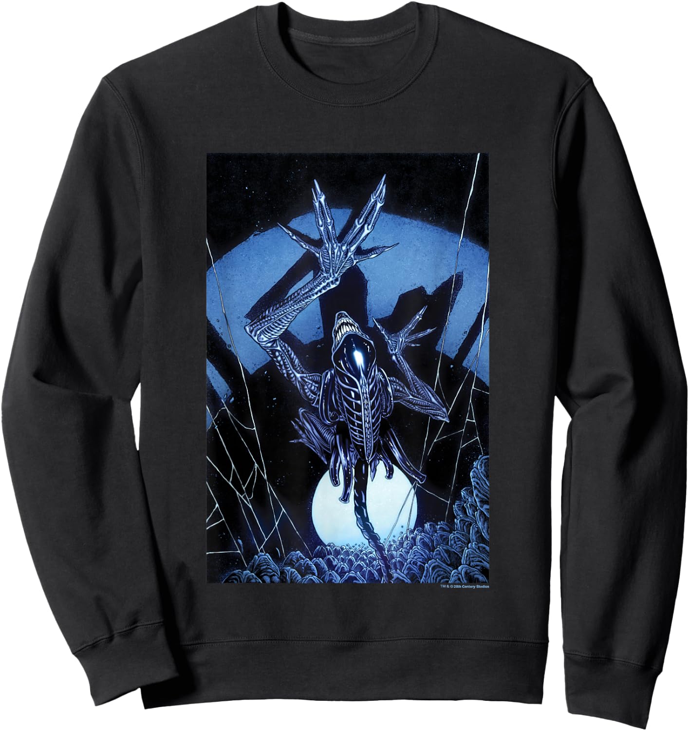 Aliens Iconic Dangerous Xenomorph Web Eggs Big Chest Poster Sweatshirt - Sweatshirt | Black