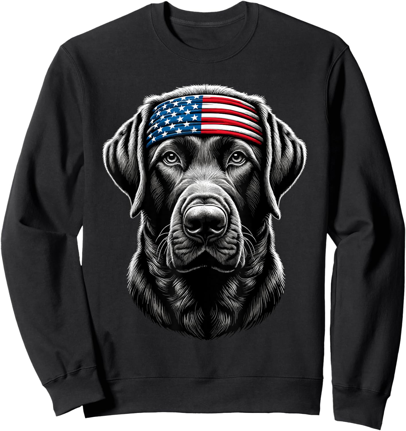 Black Labrador Patriotic Lab 4th Of July USA American Flag Men Sweatshirt - Sweatshirt | Black