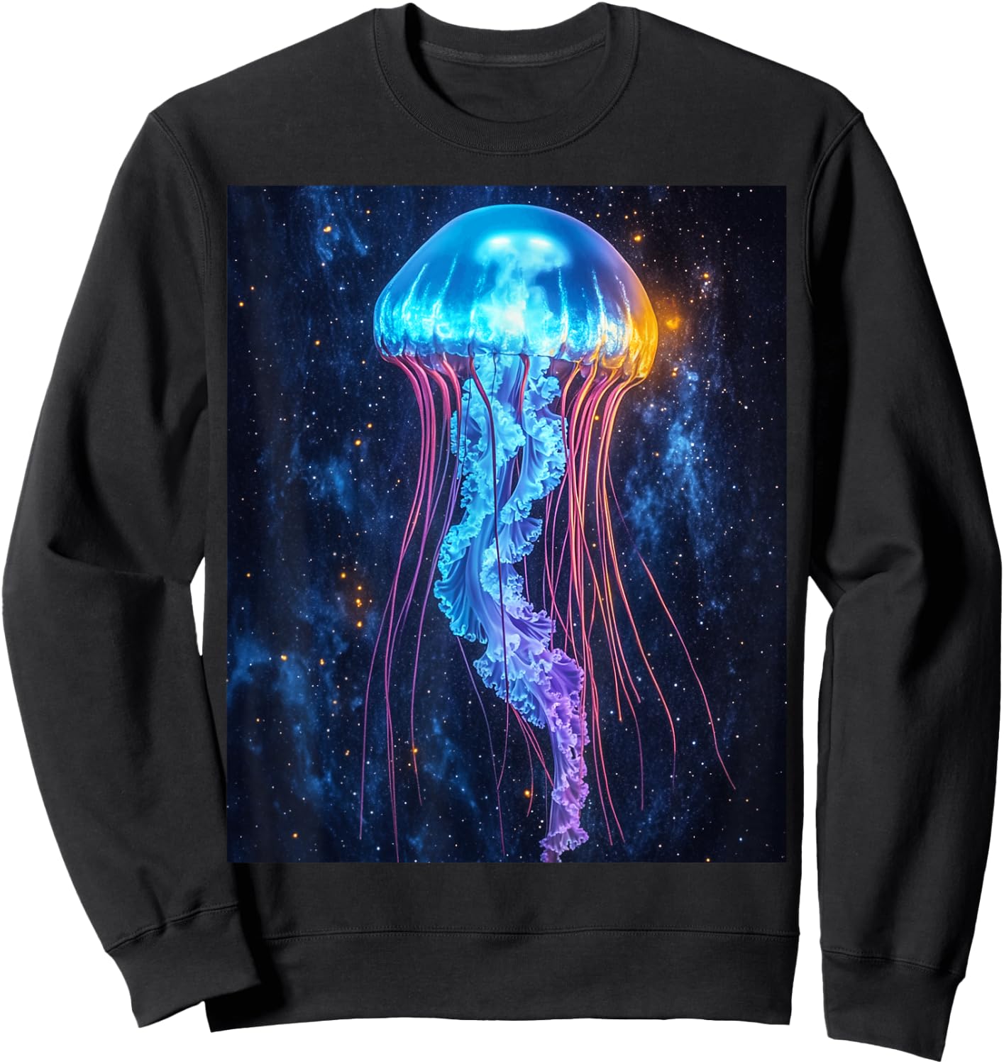 Cosmic Jellyfish Bioluminescent Art Sweatshirt - Sweatshirt | Black