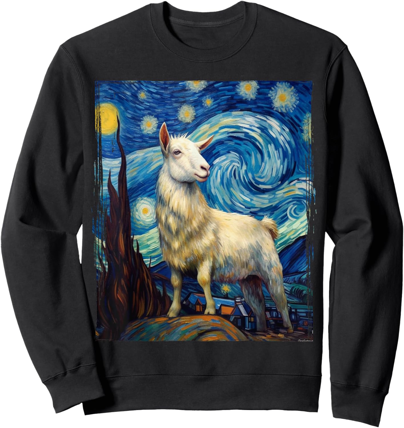 Mountain Goat art Van Gogh Mountain Goat Sweatshirt - Sweatshirt | Black