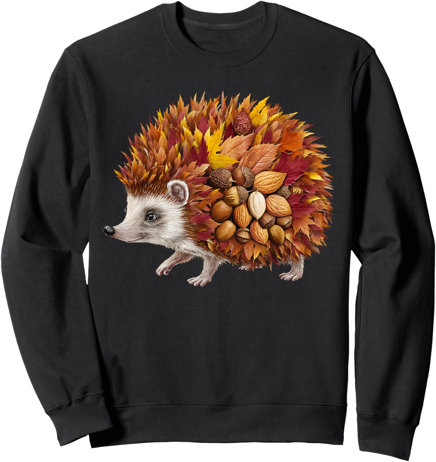 Hedgehog Fall Autumn Season Leaves Animal Nature Lover Sweatshirt - Sweatshirt | Black