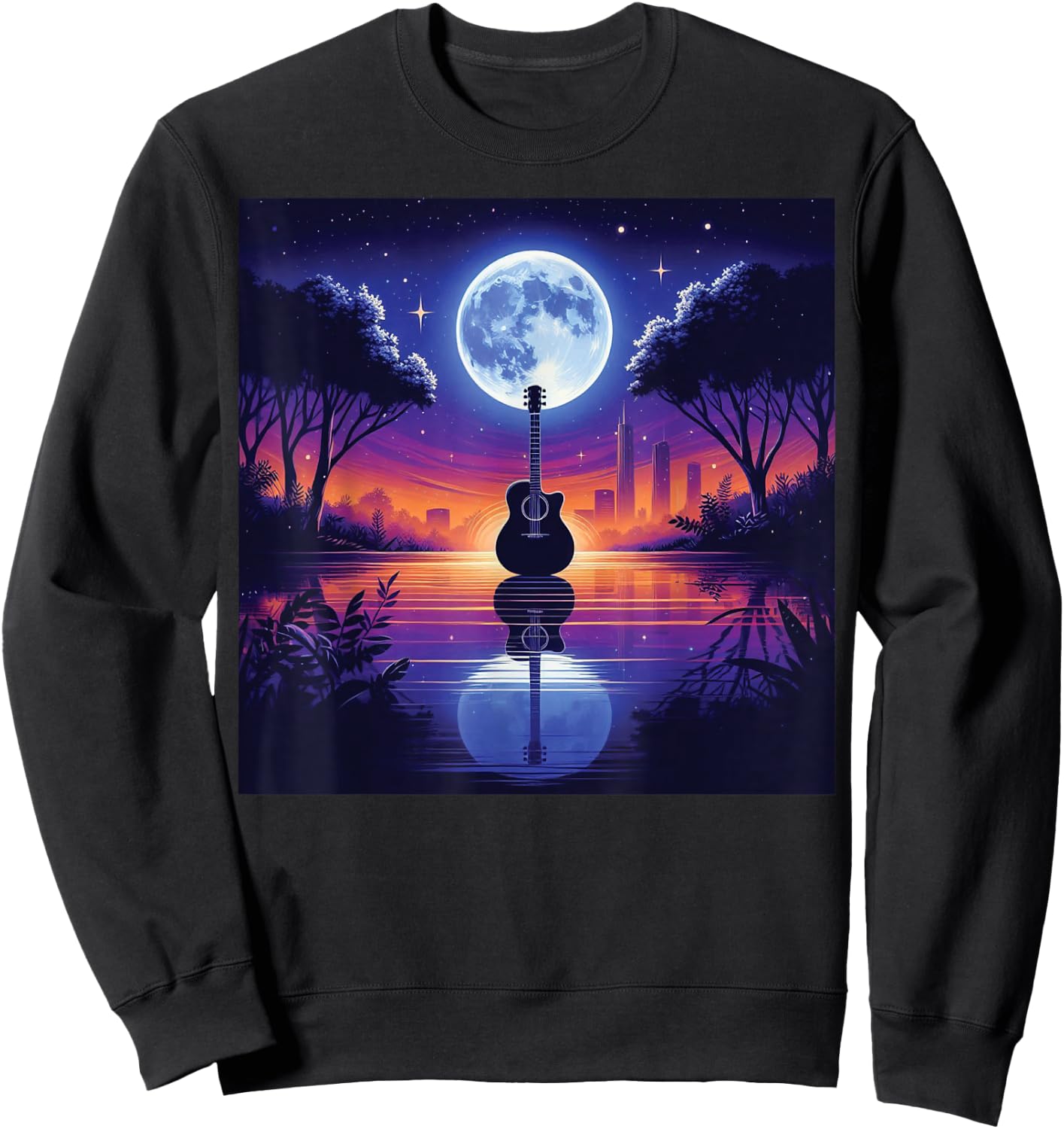Guitar Lake Shadow Love Guitar Musician Sweatshirt - Sweatshirt | Black