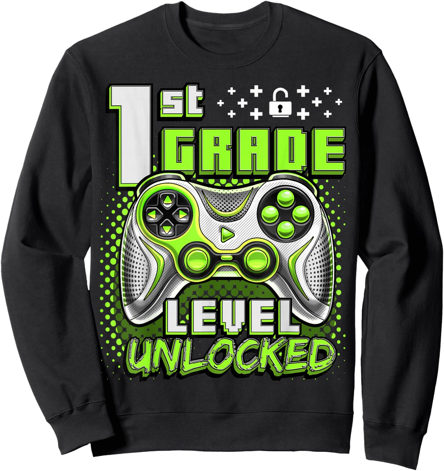 Back to School 1st Grade Boys Gamer First Day School Level Sweatshirt - Sweatshirt | Black
