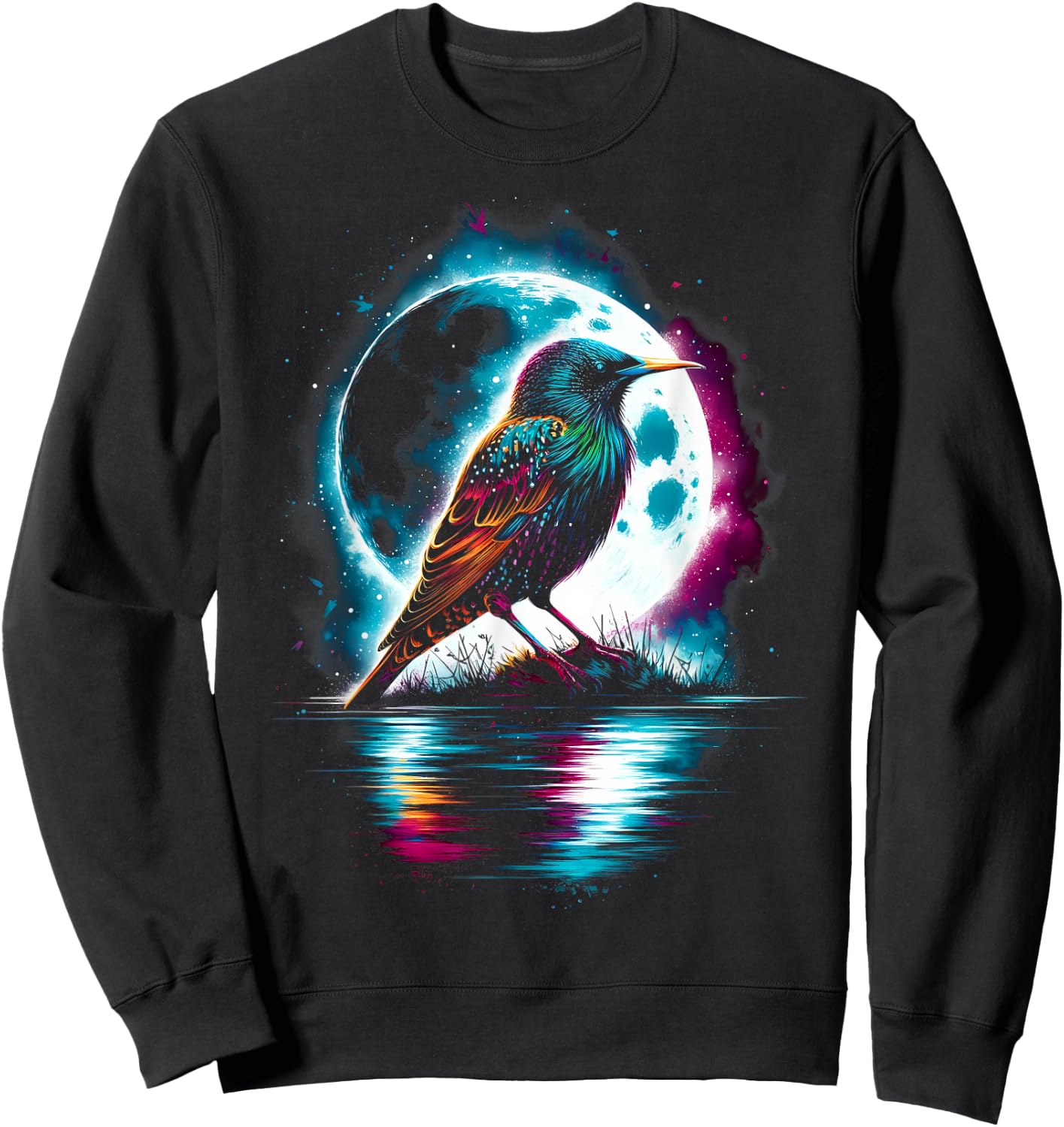 Colorful Starling Bird Spirit Animal Cool Illustration Sweatshirt - Sweatshirt | Black