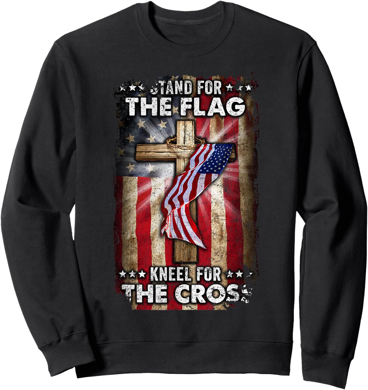 USA Flag Religious Quote 4th of July Christian Faith Sweatshirt - Sweatshirt | Black