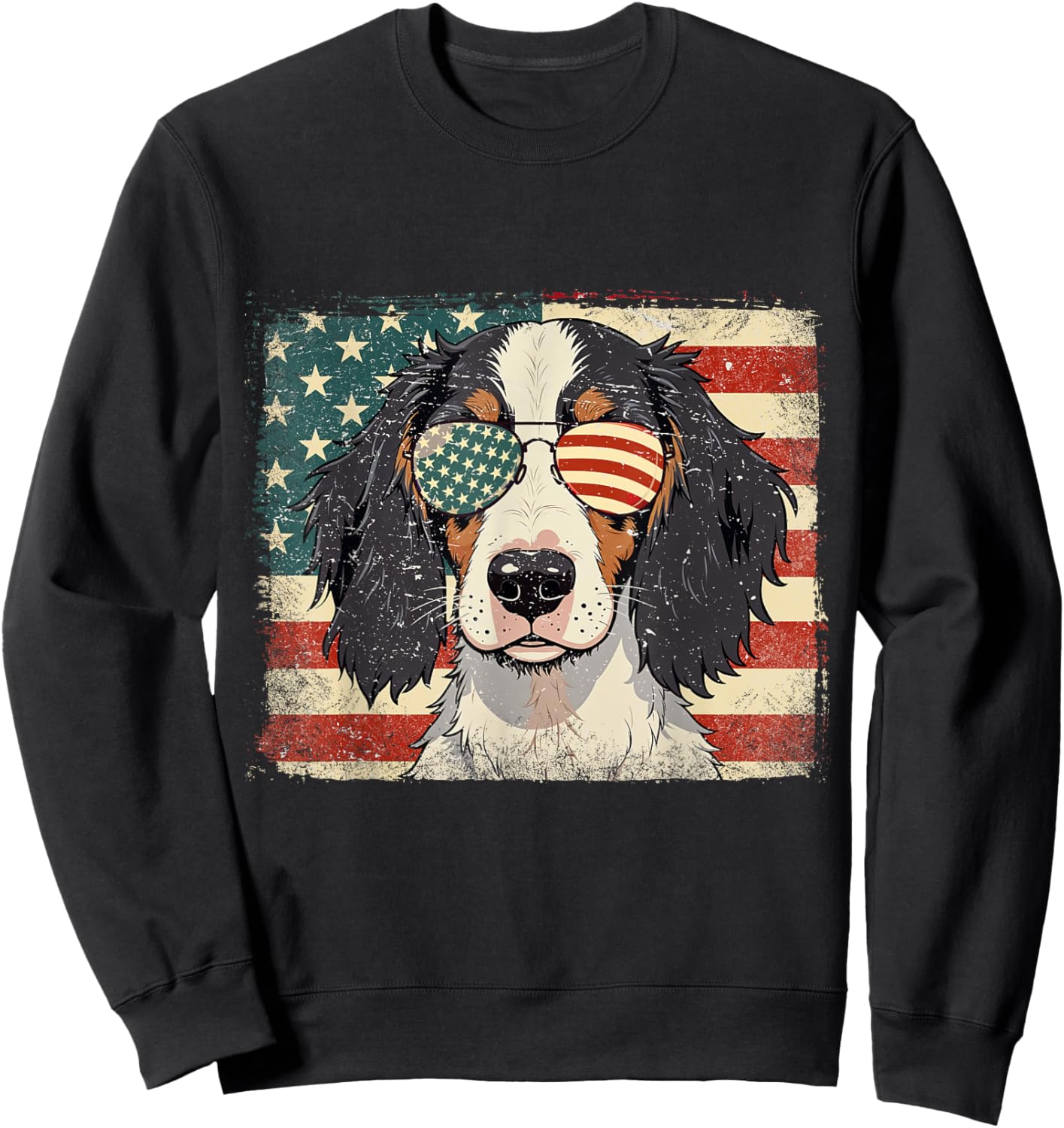 Patriotic English Setter Dog Lover USA Flag 4th Of July Men Women Kids Sweatshirt - Sweatshirt | Black