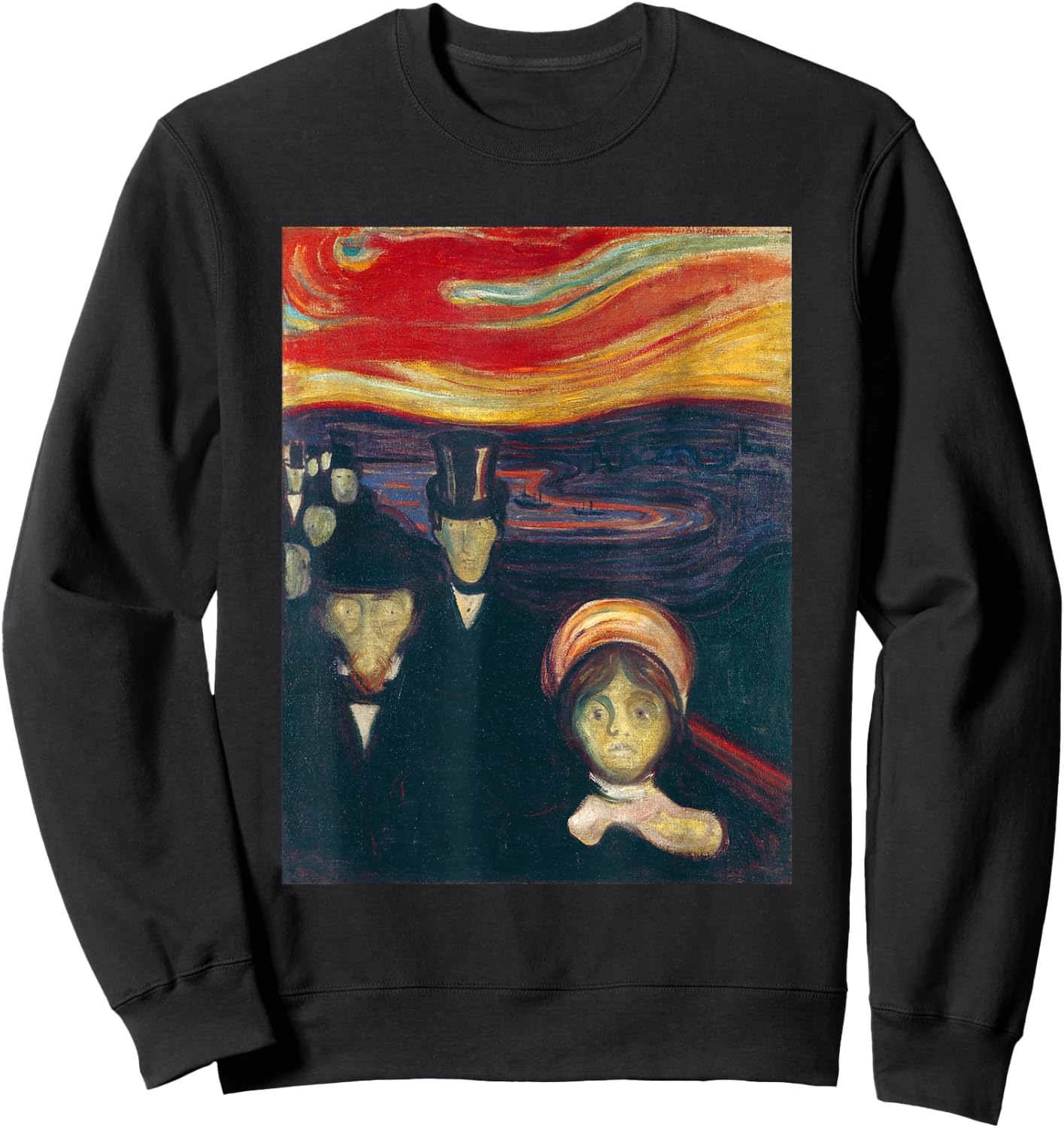 Anxiety by Edvard Expressionism Munch Art Sweatshirt - Sweatshirt | Black