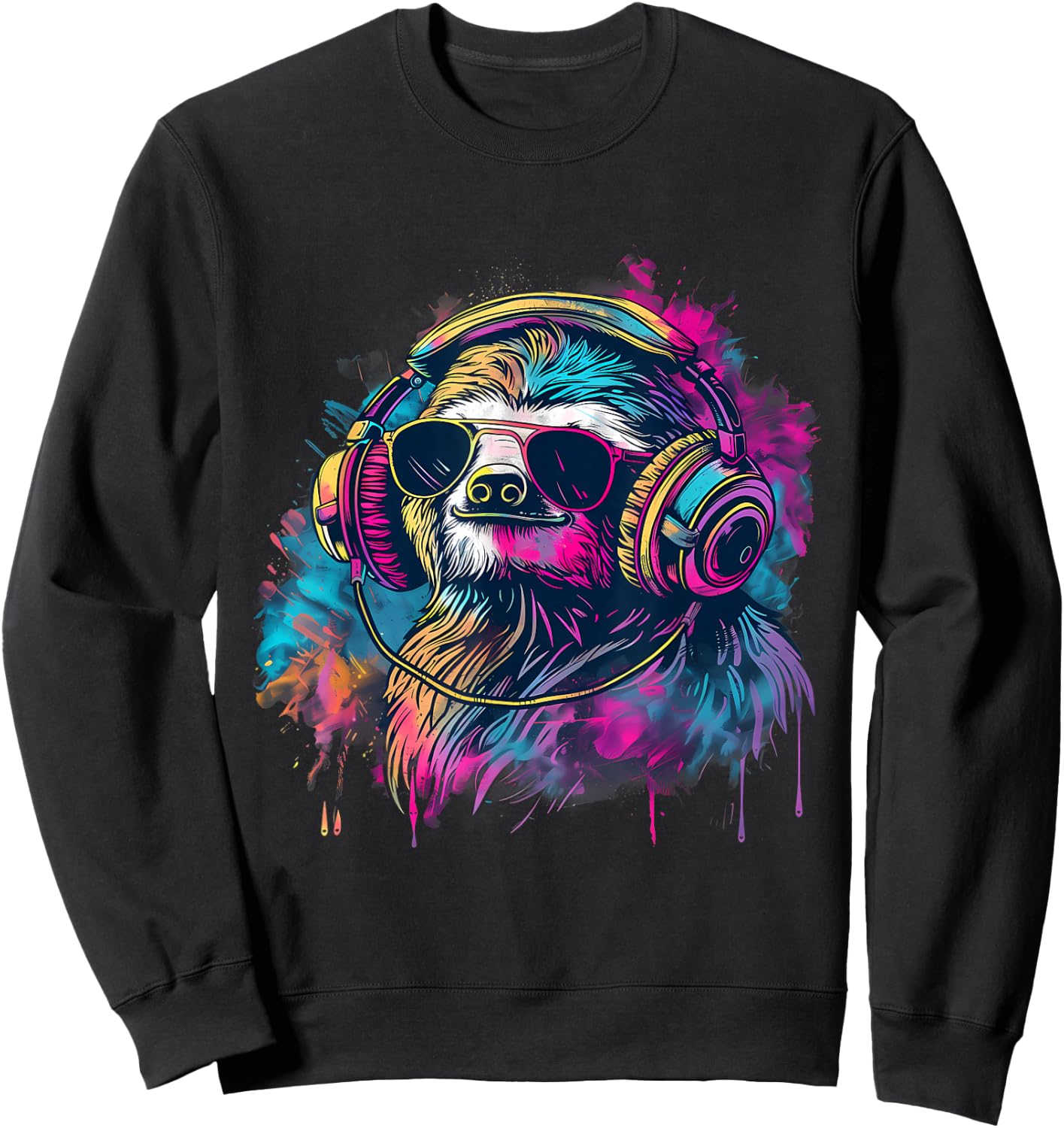Sloth Music DJ Music Headphones Beatmaker House Music EDM Sweatshirt - Sweatshirt | Black
