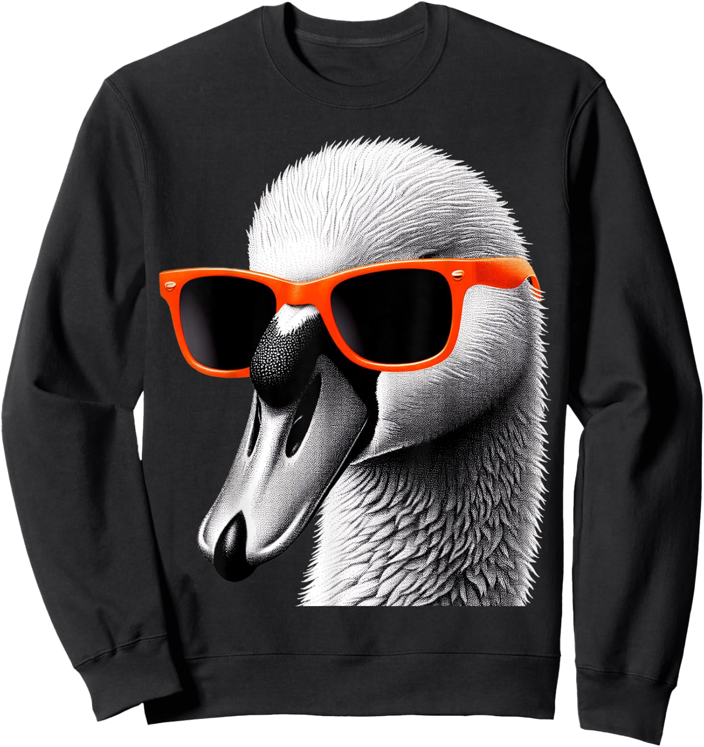 Cool Swan Bird Wearing Sunglasses Graphic Art Sweatshirt - Sweatshirt | Black