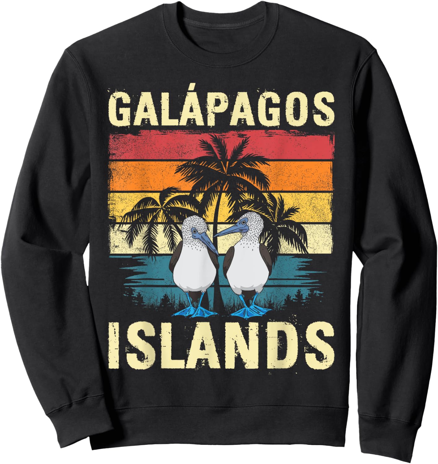 Vintage Blue-footed Booby Galapagos Islands Sweatshirt - Sweatshirt | Black