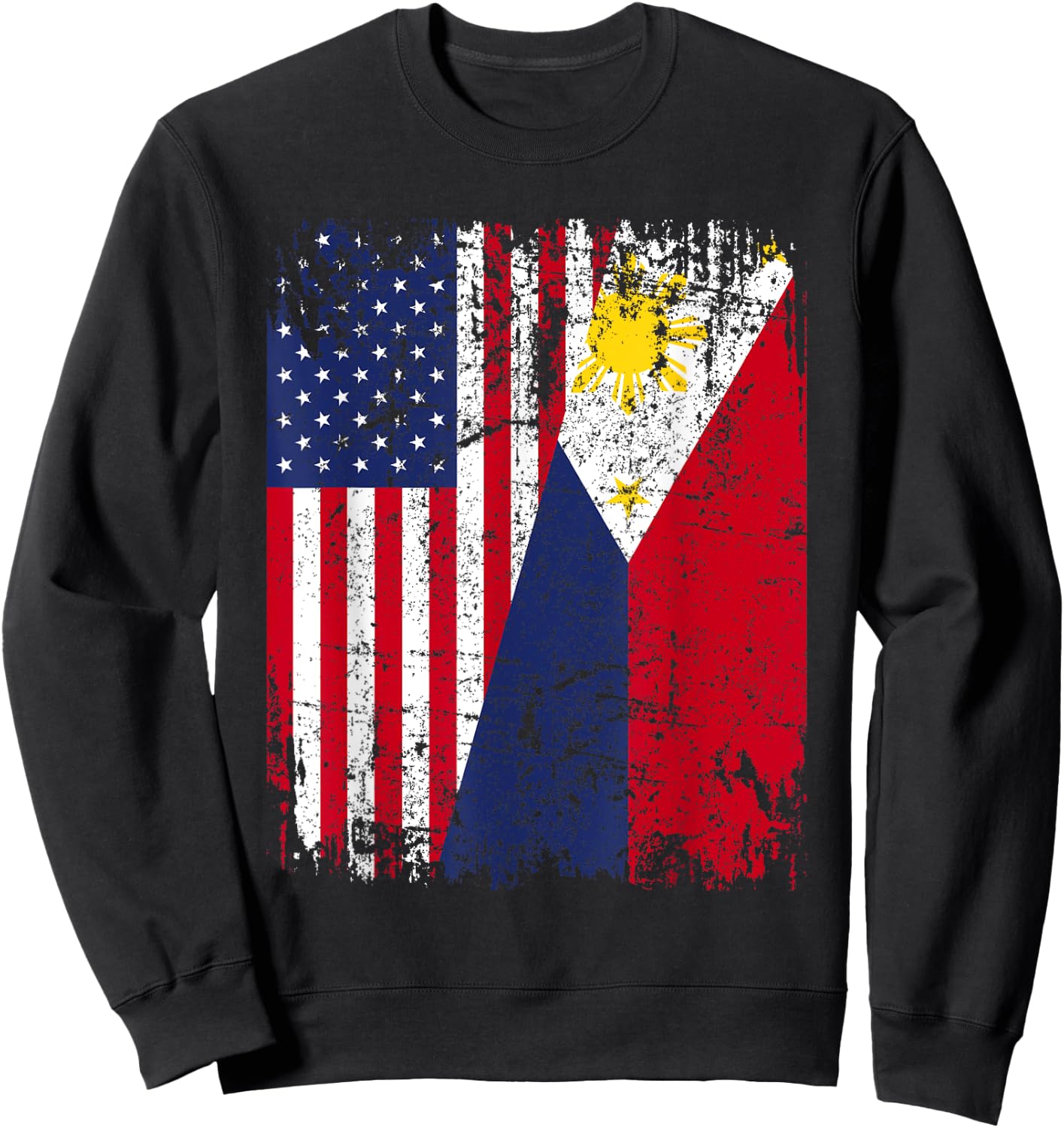 FILIPINO American Flag | Men Women Kids USA PHILIPPINES FLAG Sweatshirt - Sweatshirt | Black