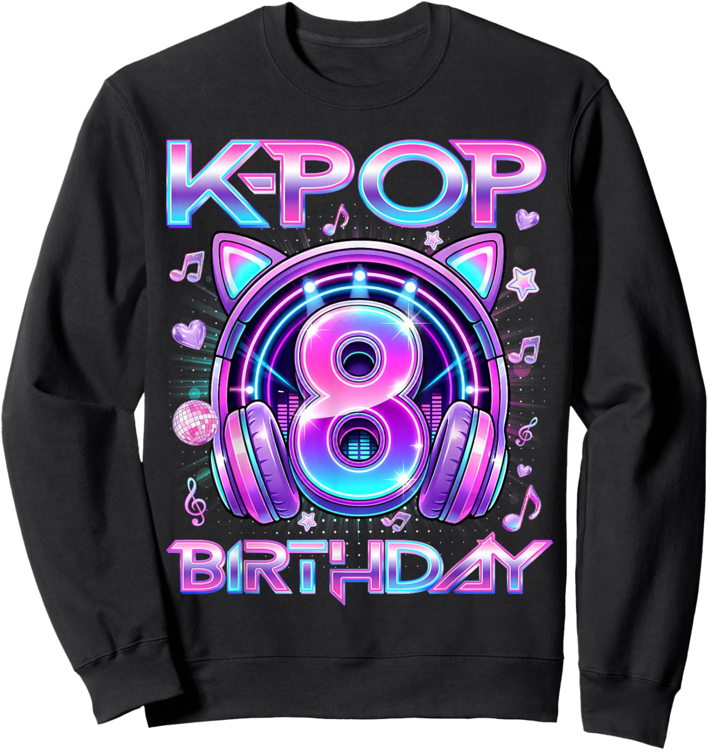 K-Pop 8th Birthday K Pop Girl 8 Year Old Fan Korean Music Sweatshirt - Sweatshirt | Black