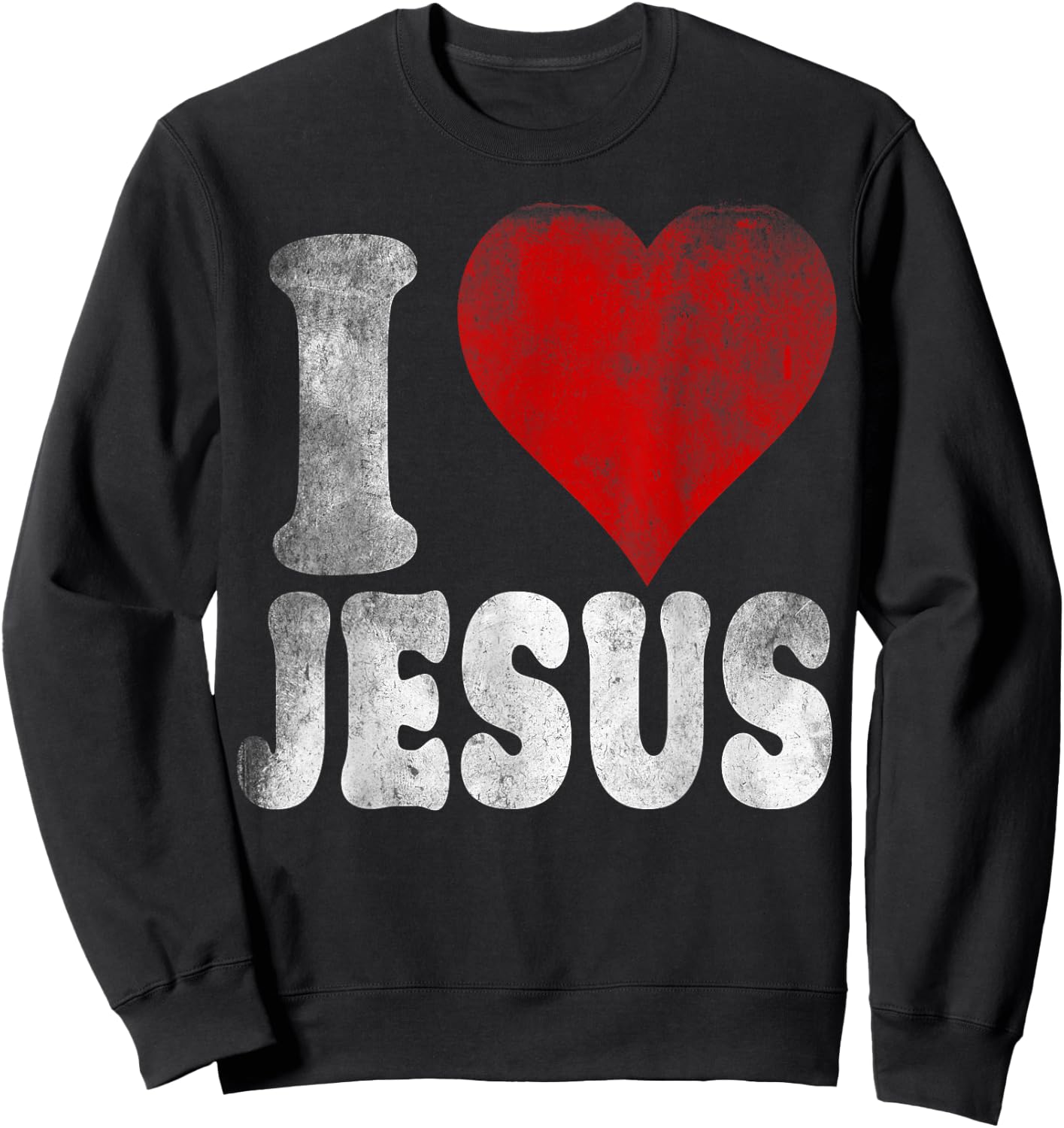 I LOVE JESUS vintage style retro Sweatshirt - Sweatshirt | Black