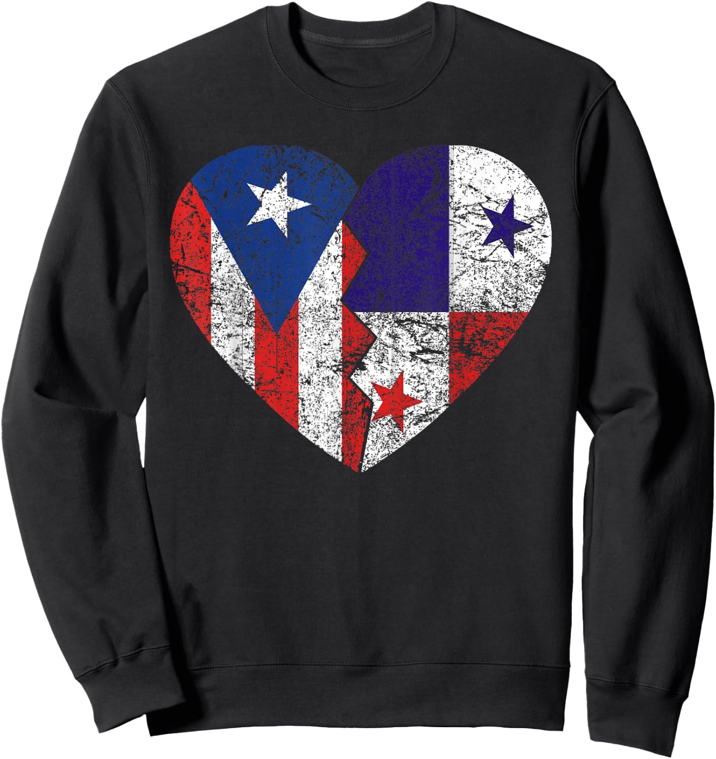 Panamanian Puerto Rican Flags Heart | Puerto Rico Panama Sweatshirt - Sweatshirt | Black