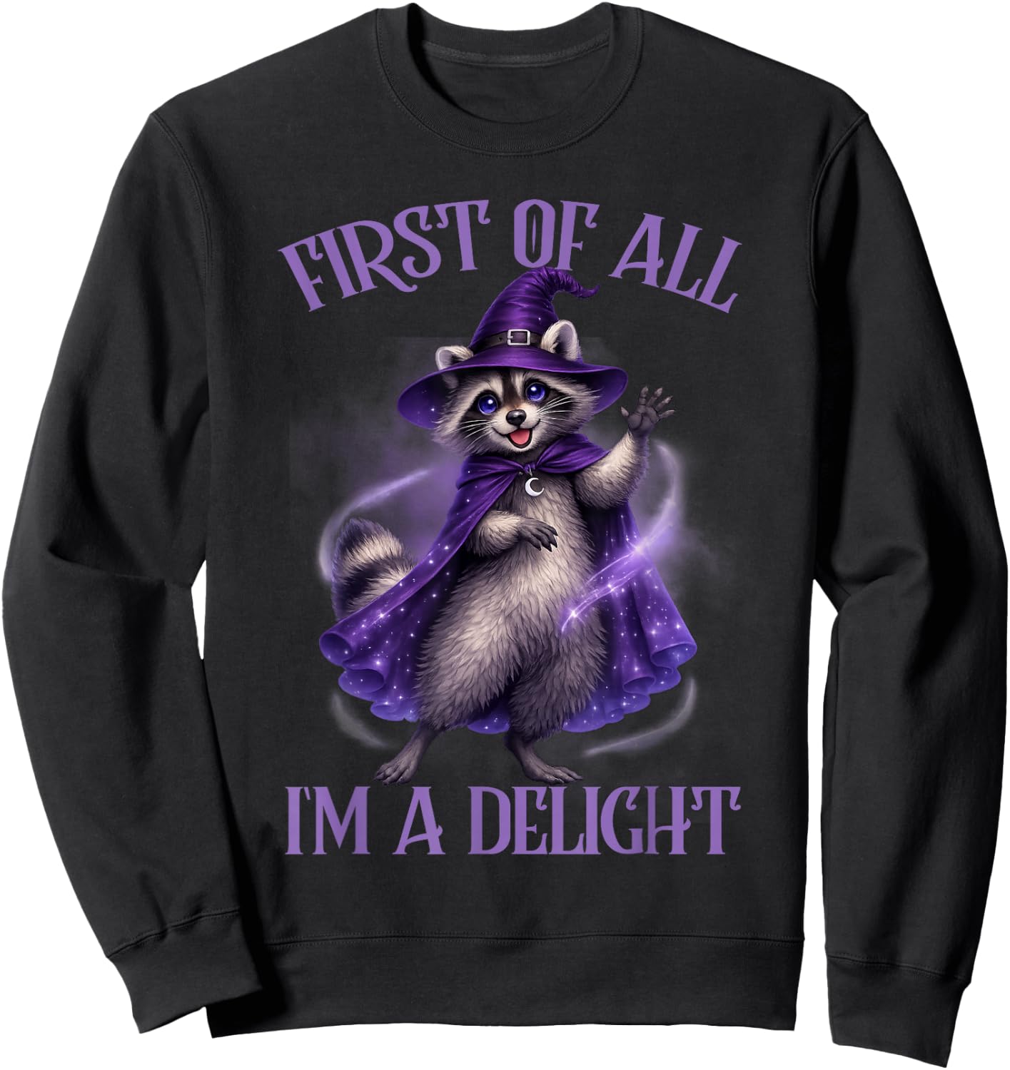 Racoon Lover Trash Eater Feral First of All I'm A Delight Sweatshirt - Sweatshirt | Black