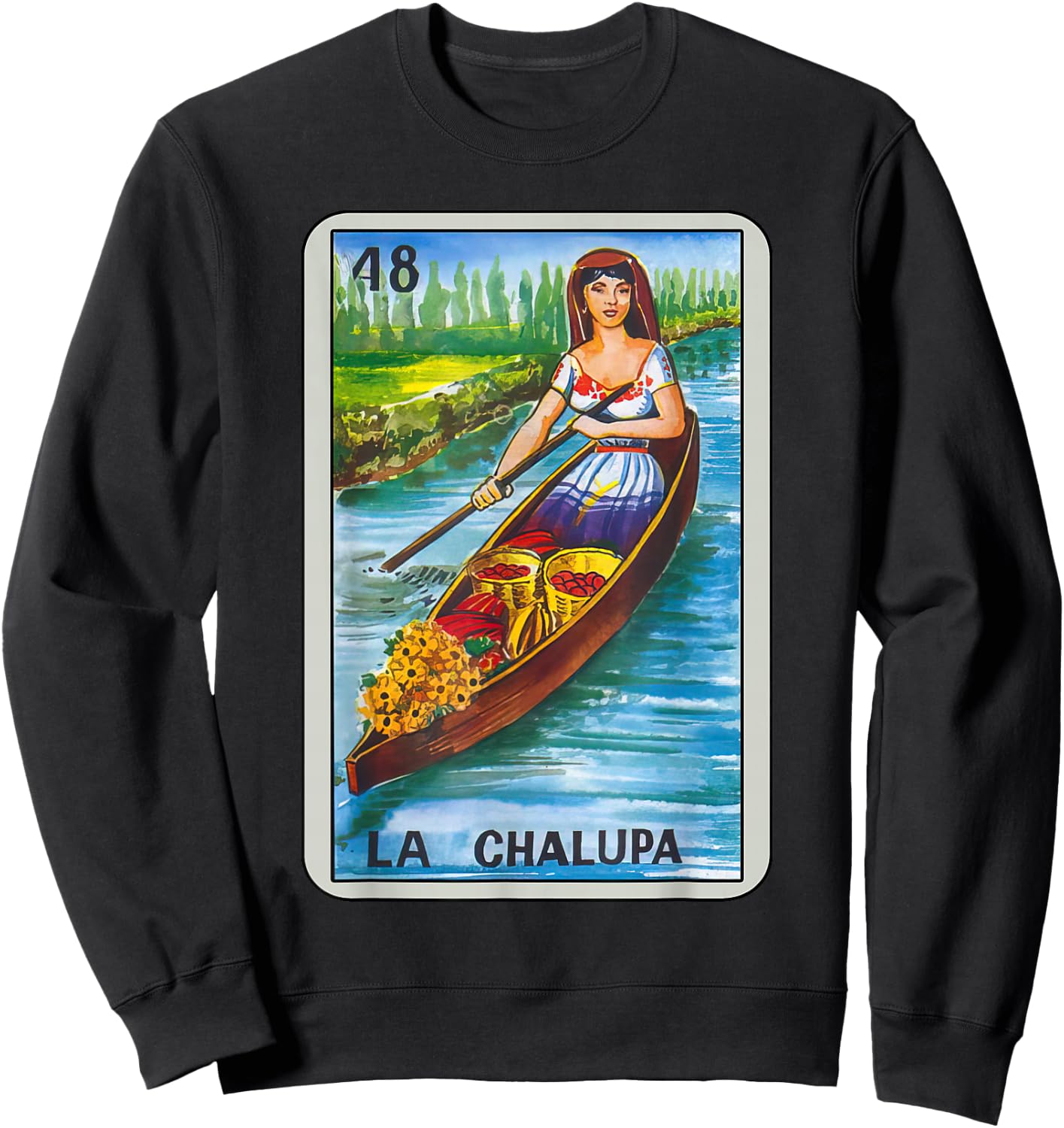 La Chalupa Card Mexican Lottery Card Sweatshirt - Sweatshirt | Black