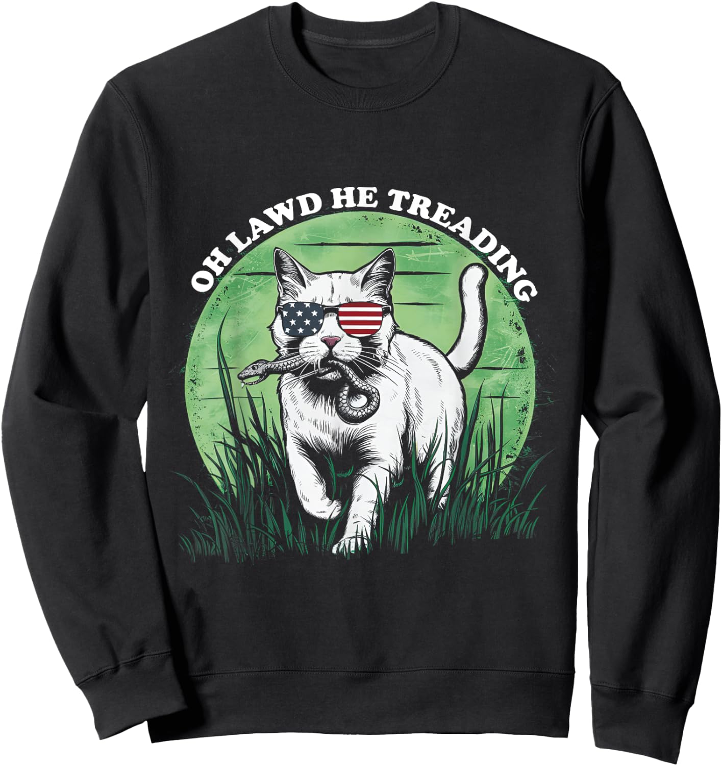 Oh Lawd He Treading Cat Childless Cat Lady For Kamala Sweatshirt - Sweatshirt | Black