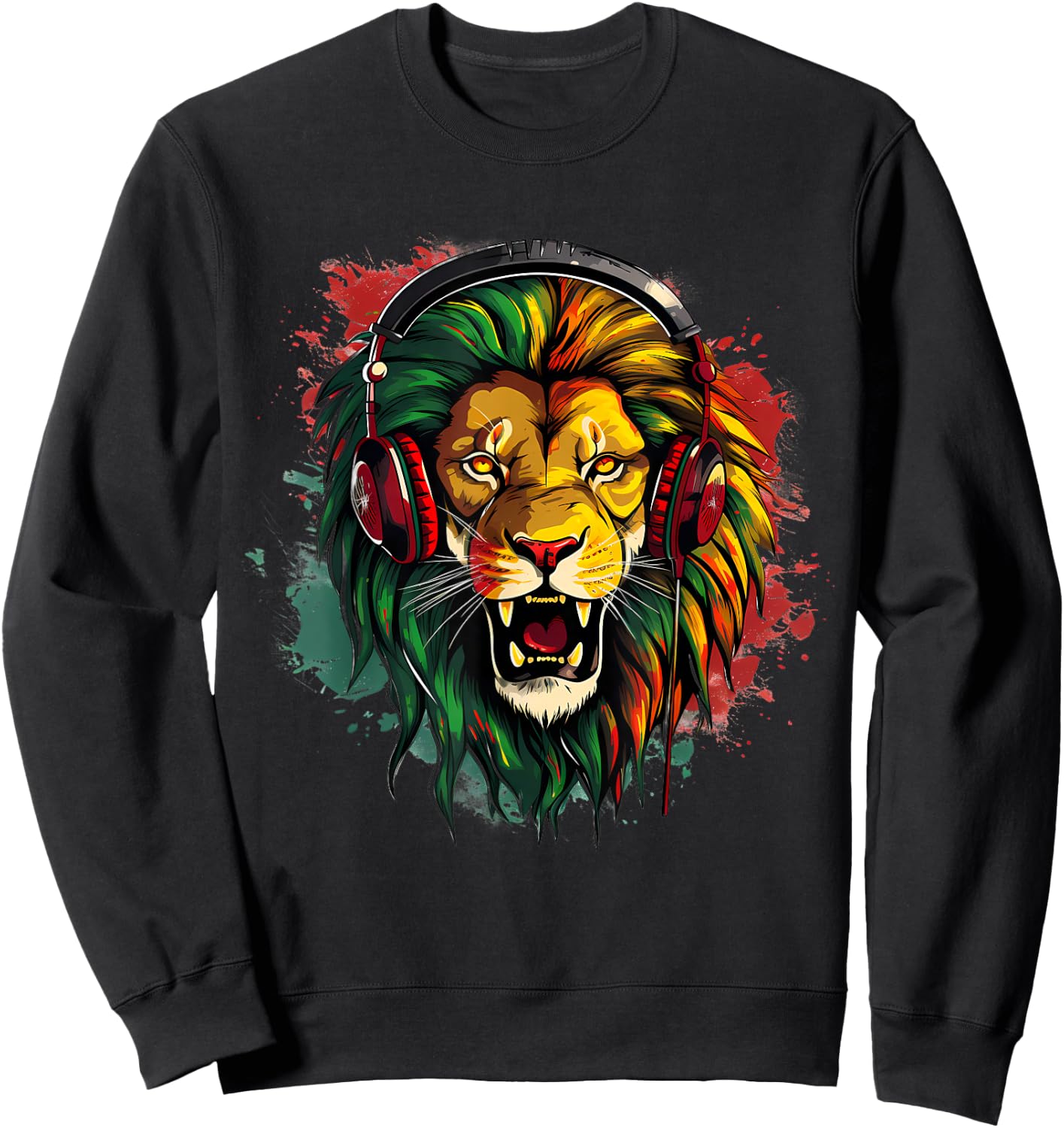 Reggae Music Rasta Pride Rasta Reggae Lion Rastafari Jamaica Sweatshirt - Sweatshirt | Black