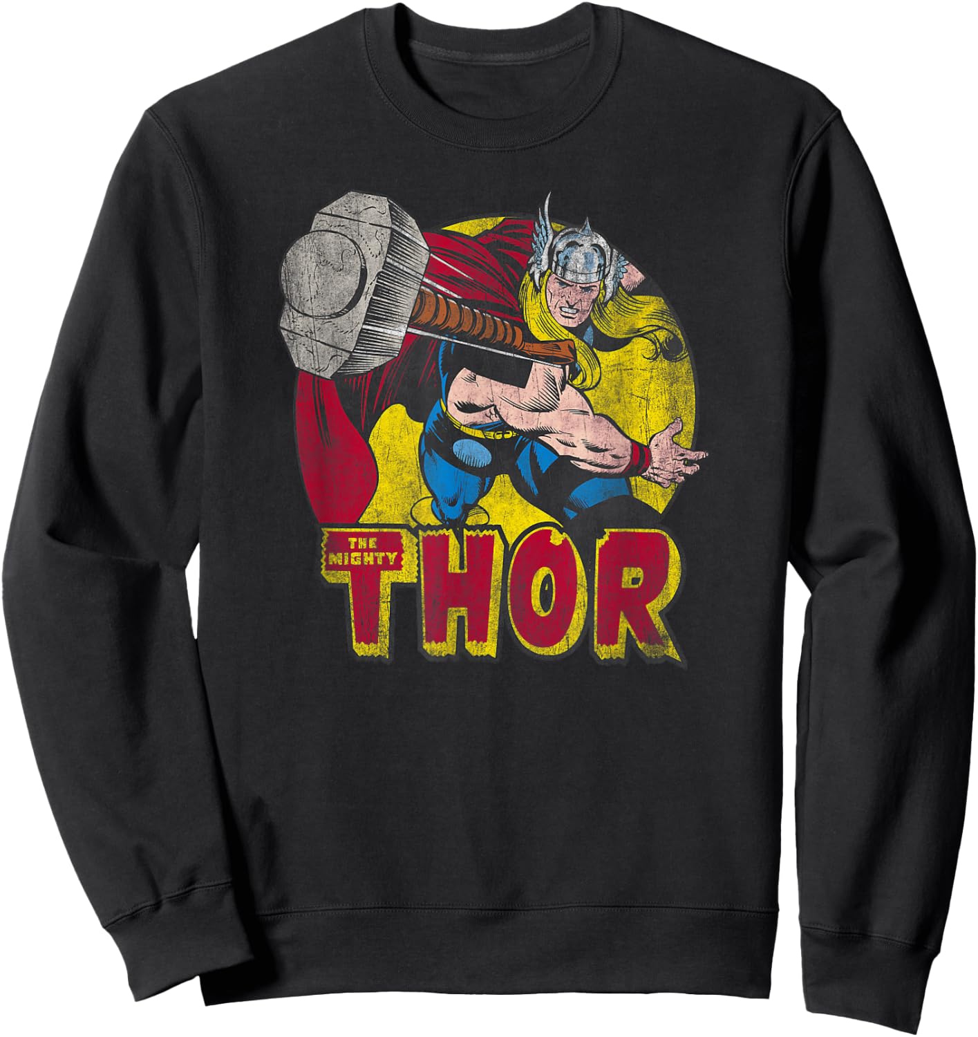 Marvel Avengers Vintage Comic Thor Mighty Hammer Throw Sweatshirt - Sweatshirt | Black